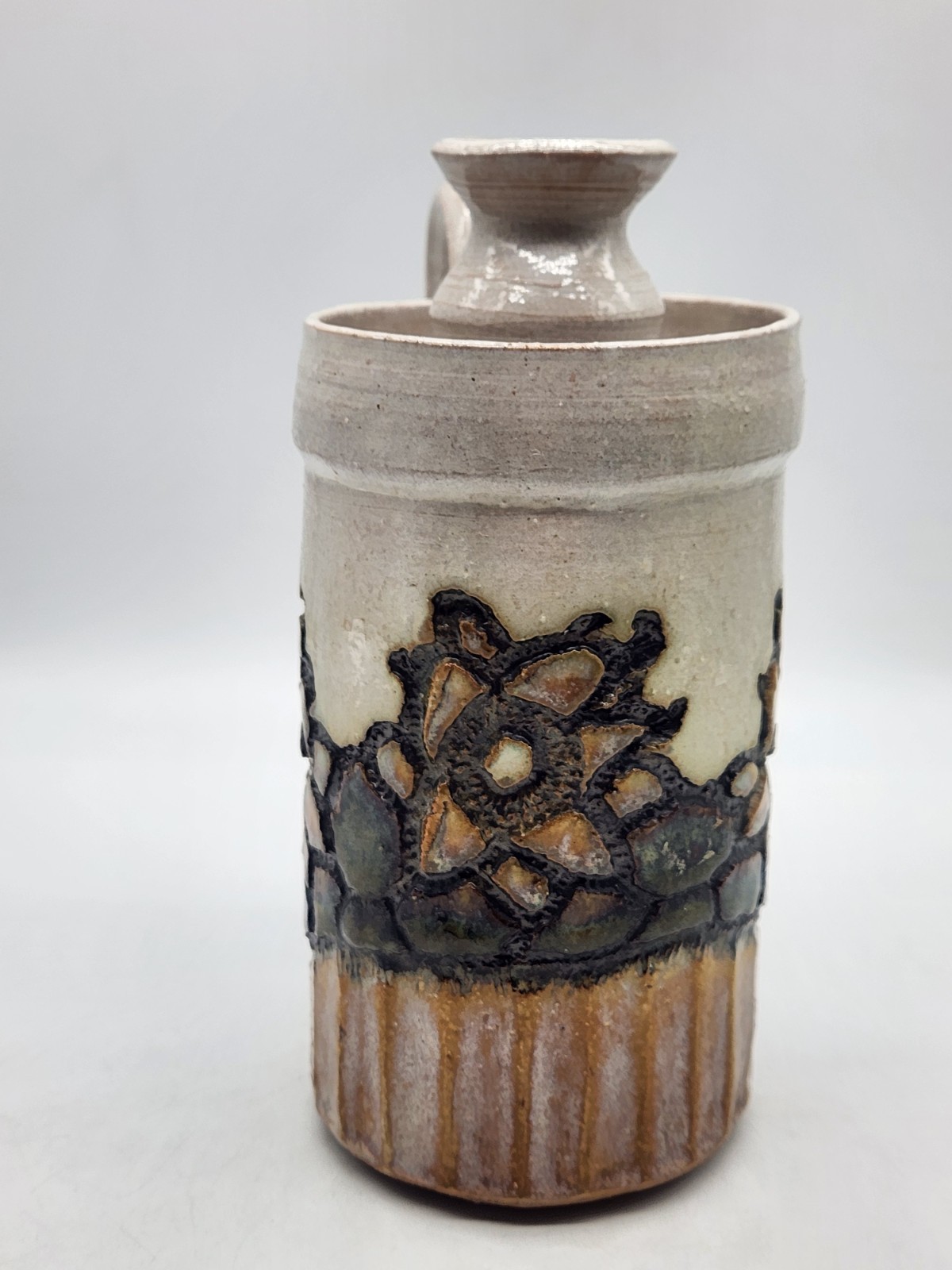 Jana Kozon Studio Art Pottery Stoneware Candle Holder Jug Decorative Handle