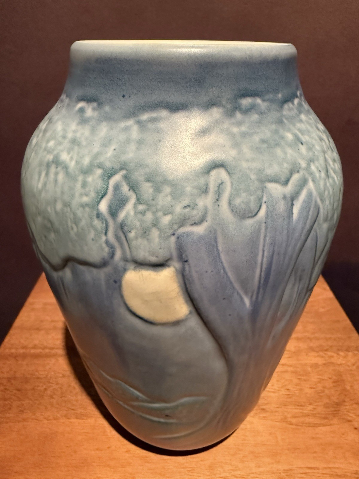 Ephraim Faience Moonlight Landscape Newcomb Style Stamped On Base Kevin Hicks 8”