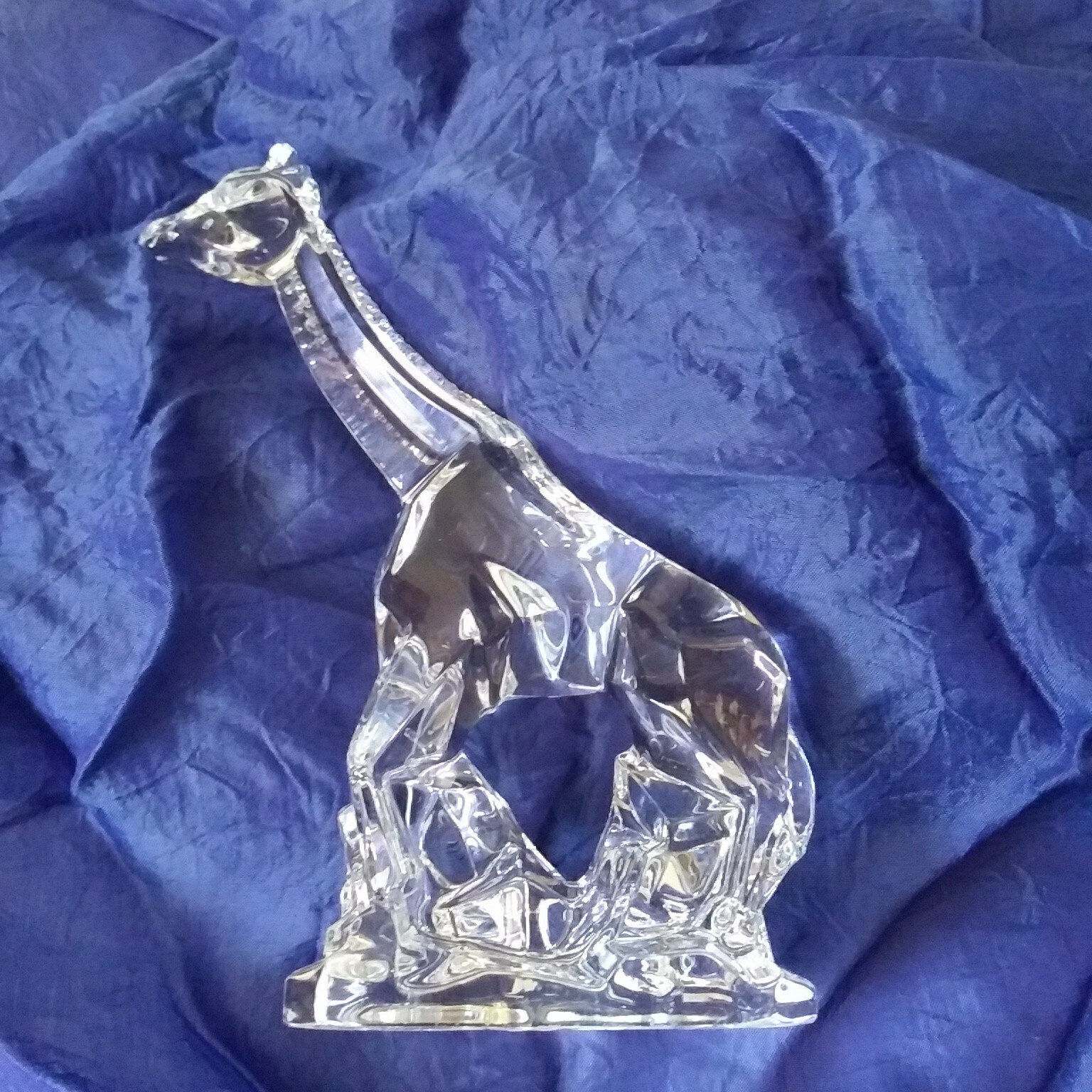 Italian Crystal Giraffe Chiseled Figurine 24% Lead Glass Made In Italy