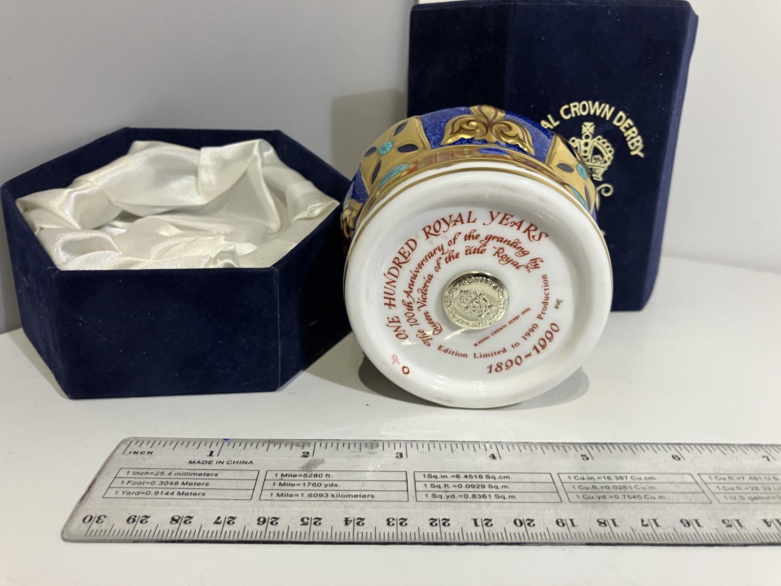 Royal Crown Derby 1990 Centennial Crown with original box