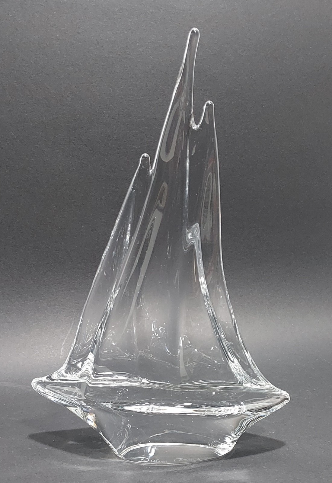 Daum France Crystal Triple Mast Sailboat Figurine/Sculpture