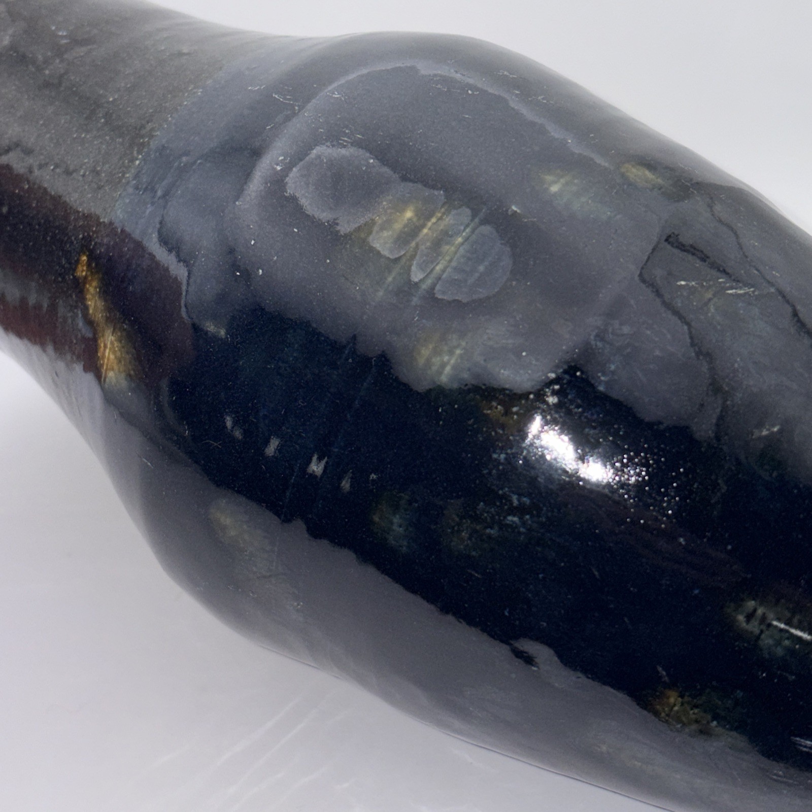 Signed M ∞ Large 11.25″ Studio Art Pottery Vase Cobalt Blue Drip Glaze HEAVY MCM