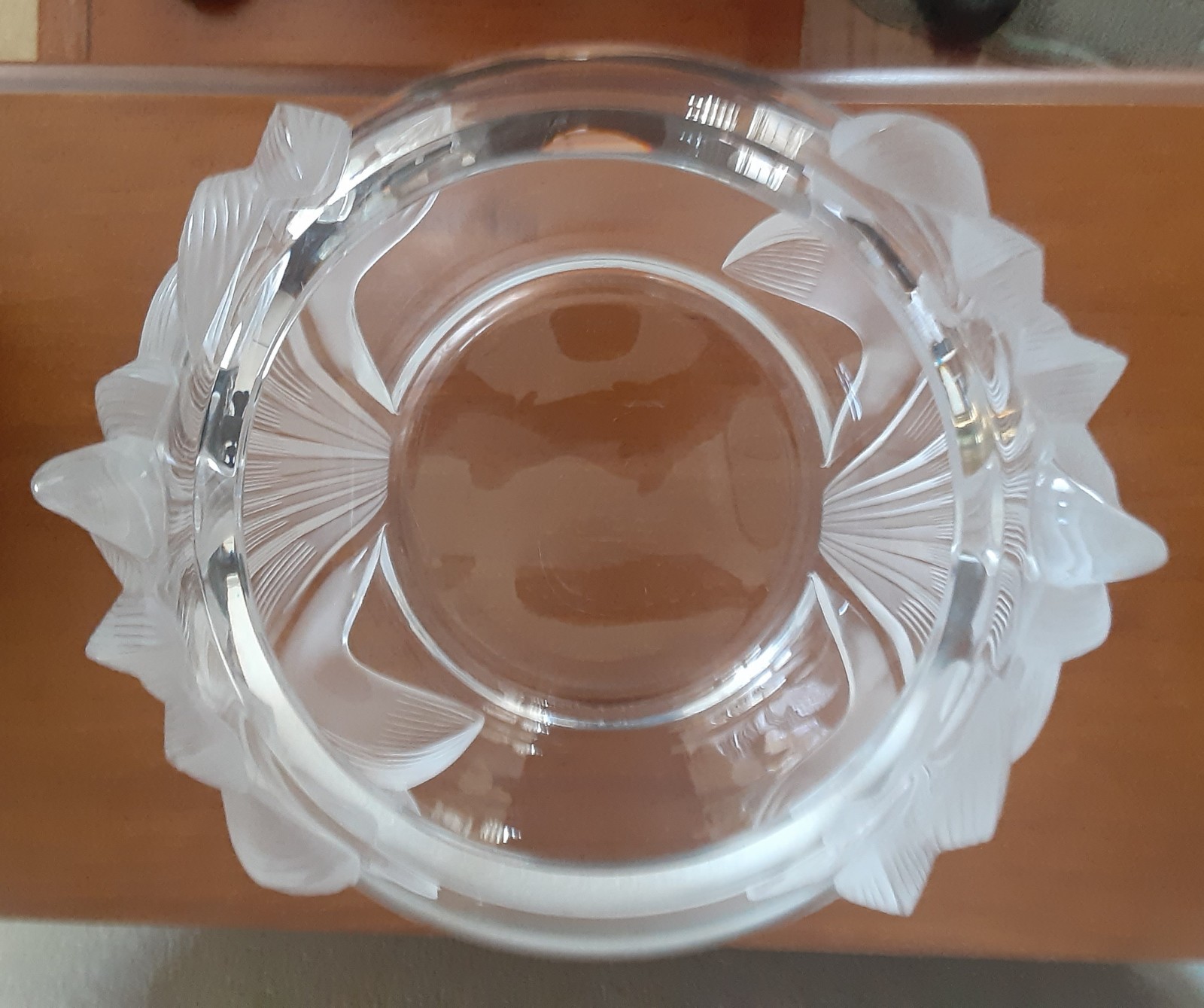 Large Lalique Crystal Floral (“Pivoine”) Round Bowl – France