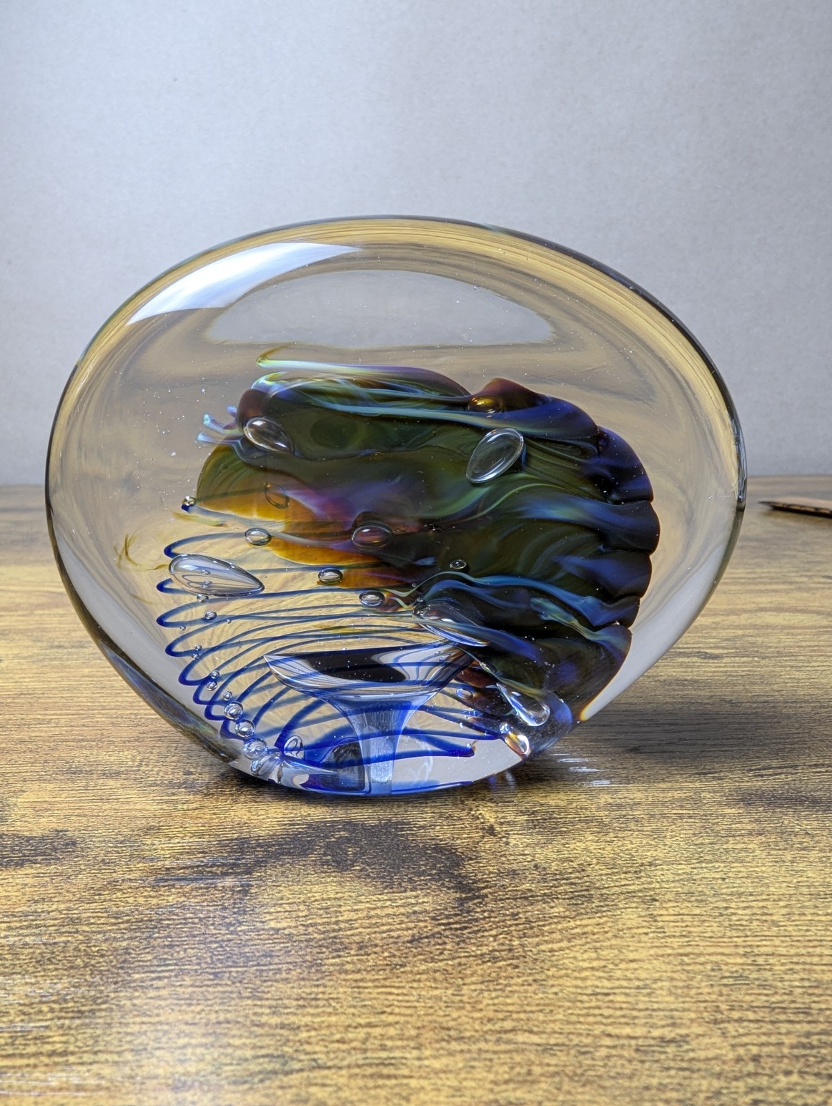 Buzz Williams 1988 Signed Hand Blown Art Glass Paperweight, Vintage Studio Glass