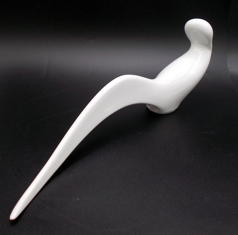 Vintage Royal Dux Jaroslav Jezek Porcelain Bird Figurine MCM Abstract White