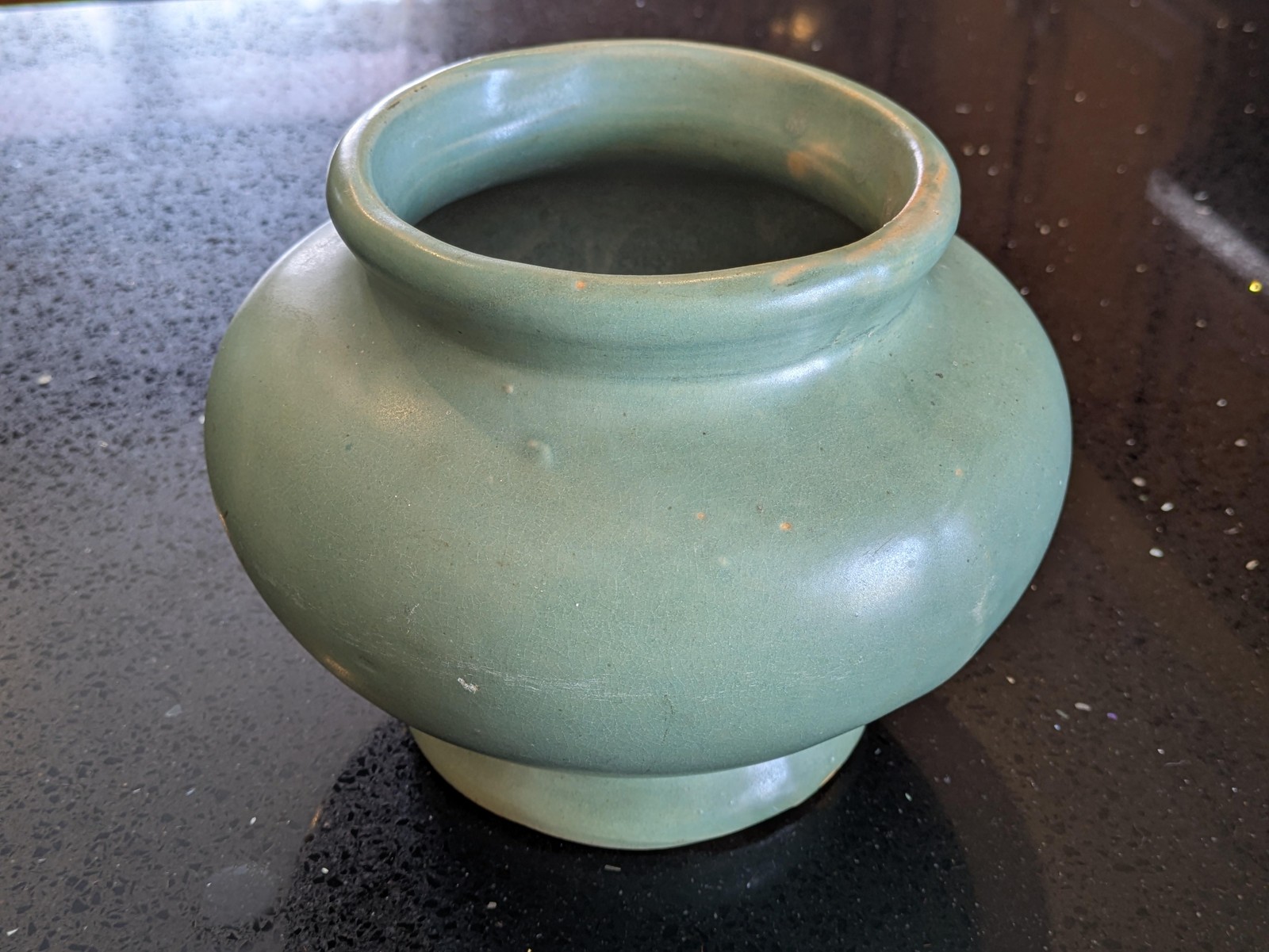 Vintage McCoy Green Art Pottery Vase Footed Round Decorative Tabletop Home Decor