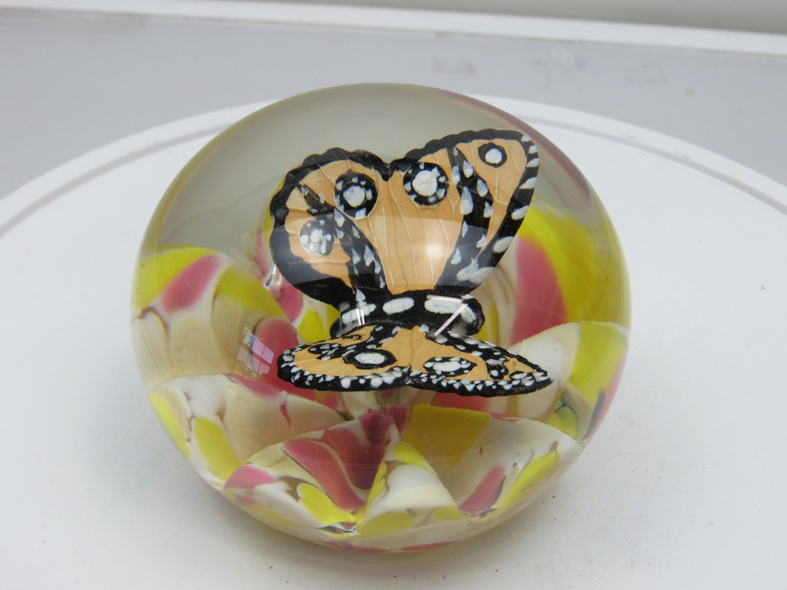 LARGE St Clair Glass Butterfly Sulphide Paperweight Maude and Bob 1979 3.4 lbs