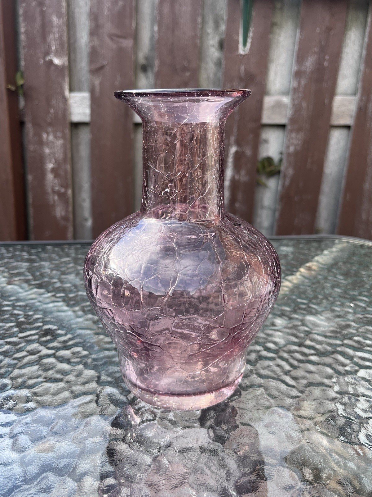 Blenko #9604 Crackle Glass Vase – Orchid Purple 7.5” Tall