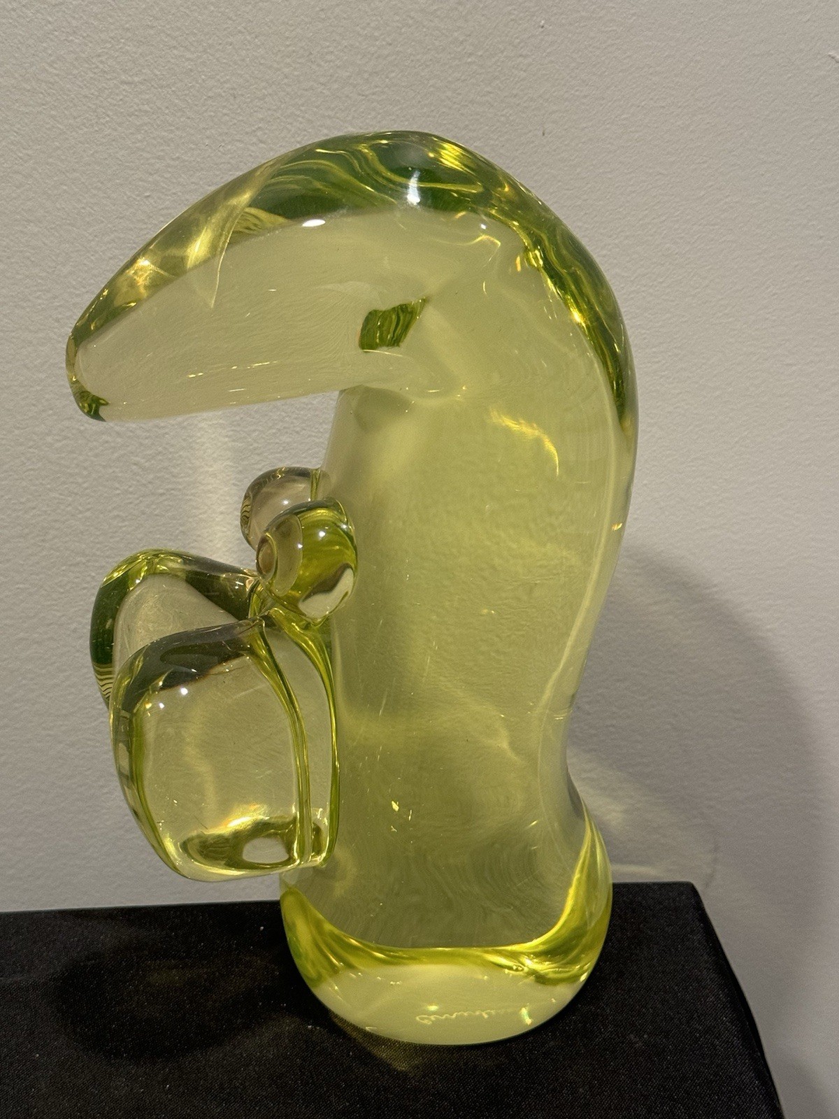 Murano Uranium Glass vaseline horse 11 pounds