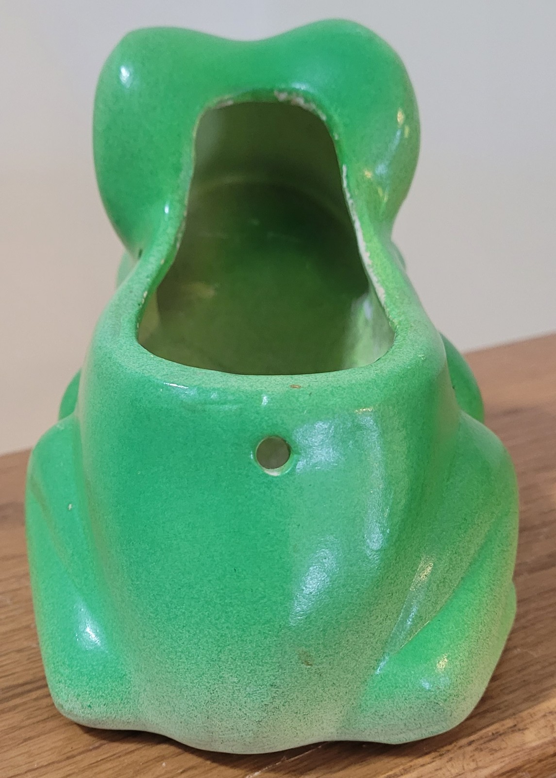 MCM Vtg. Big Eyed Green Frog Toad Planter Kitchen Sponge Holder Painted Pottery