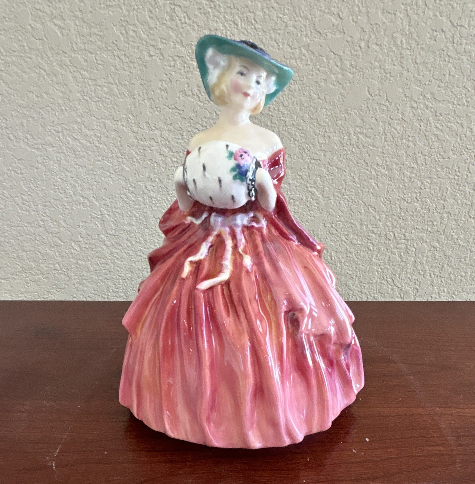 Royal Doulton Genevieve HN 1962 Bone China Woman Figurine Pink Dress Glossy