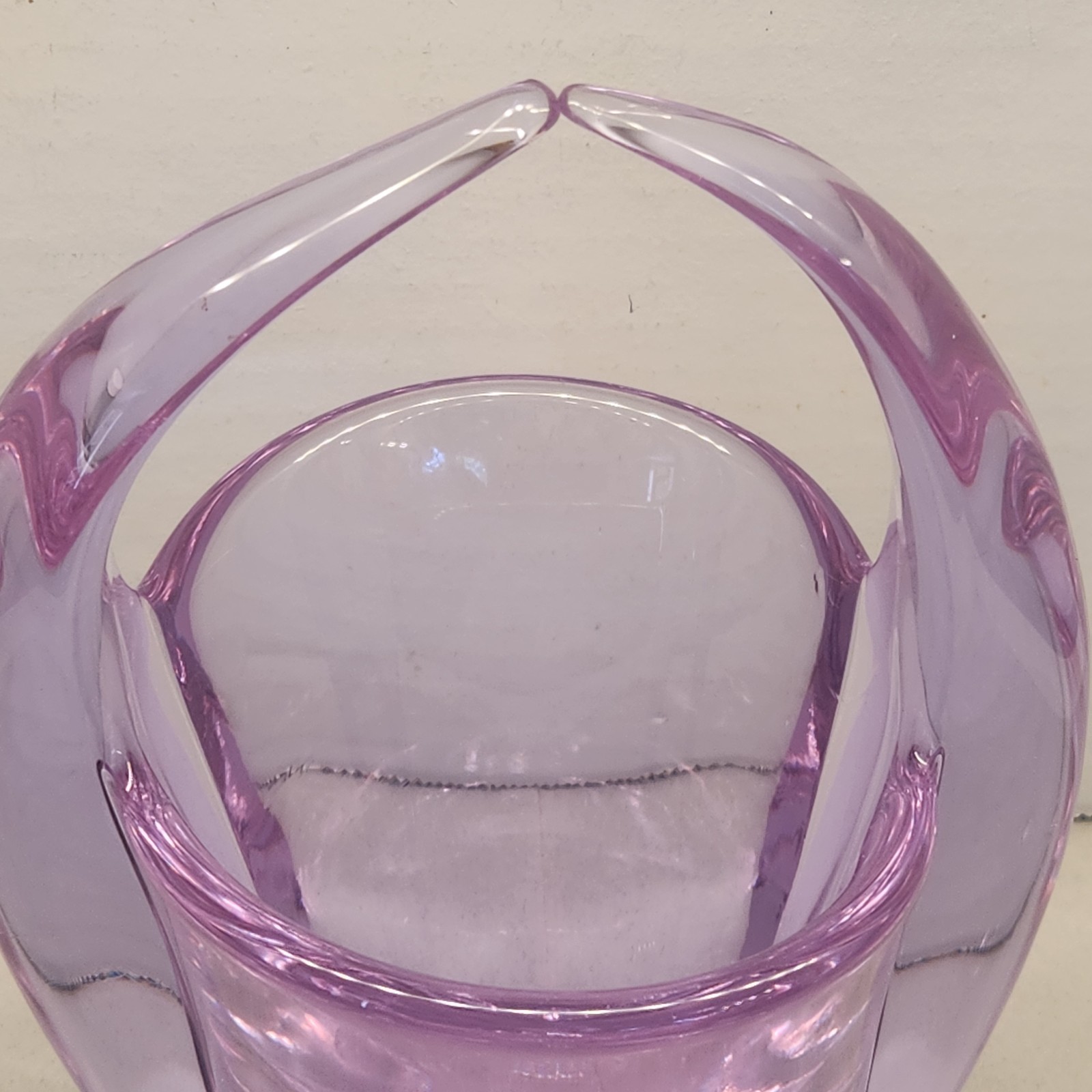 Tiffin Twilight Neodymium Art Glass Flower Basket Lavender/ Blue Handblown 7.5″
