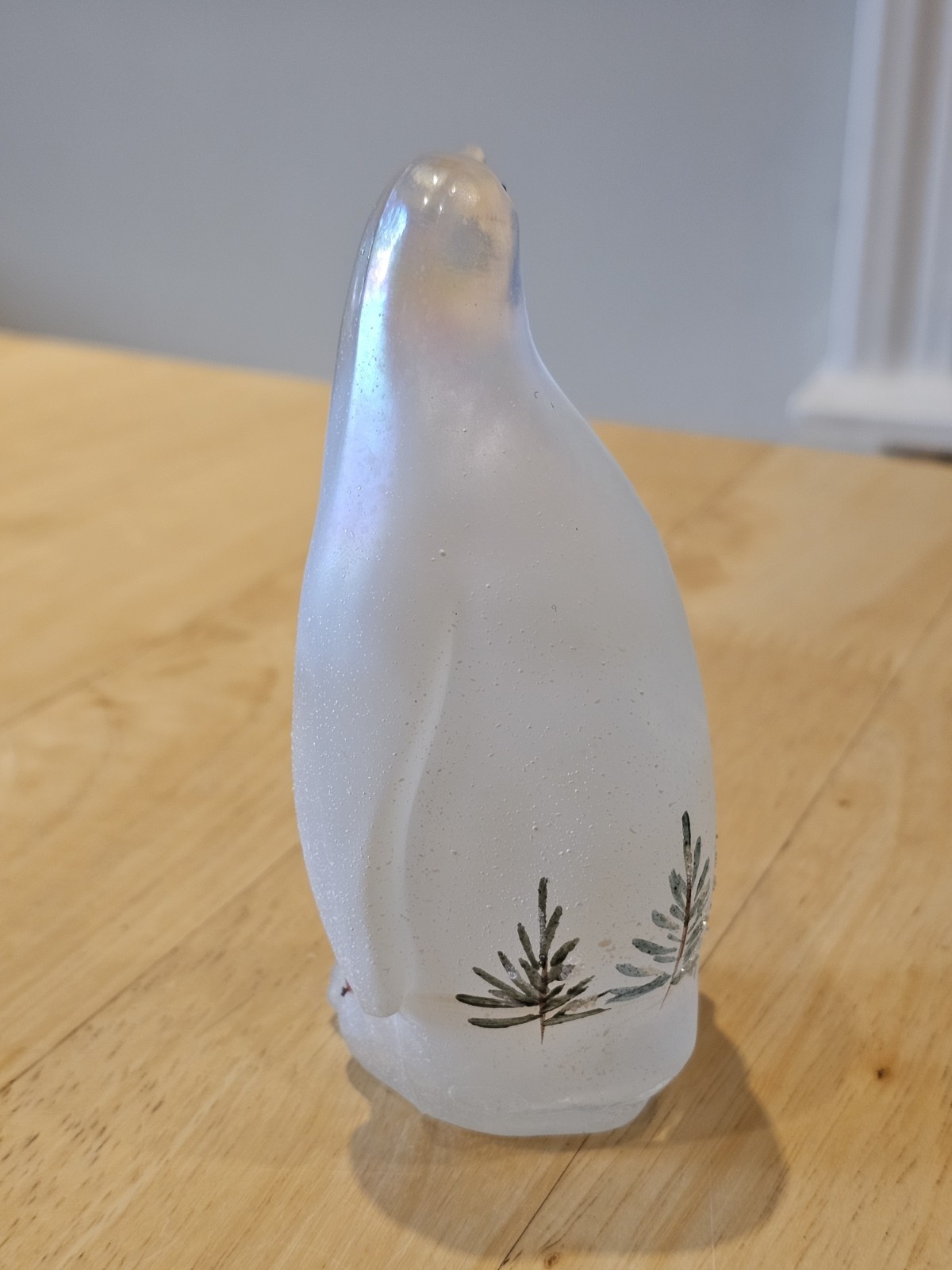 Fenton Hand-Painted Art Glass Penguin – Woodland Frost on Iridescent Glass