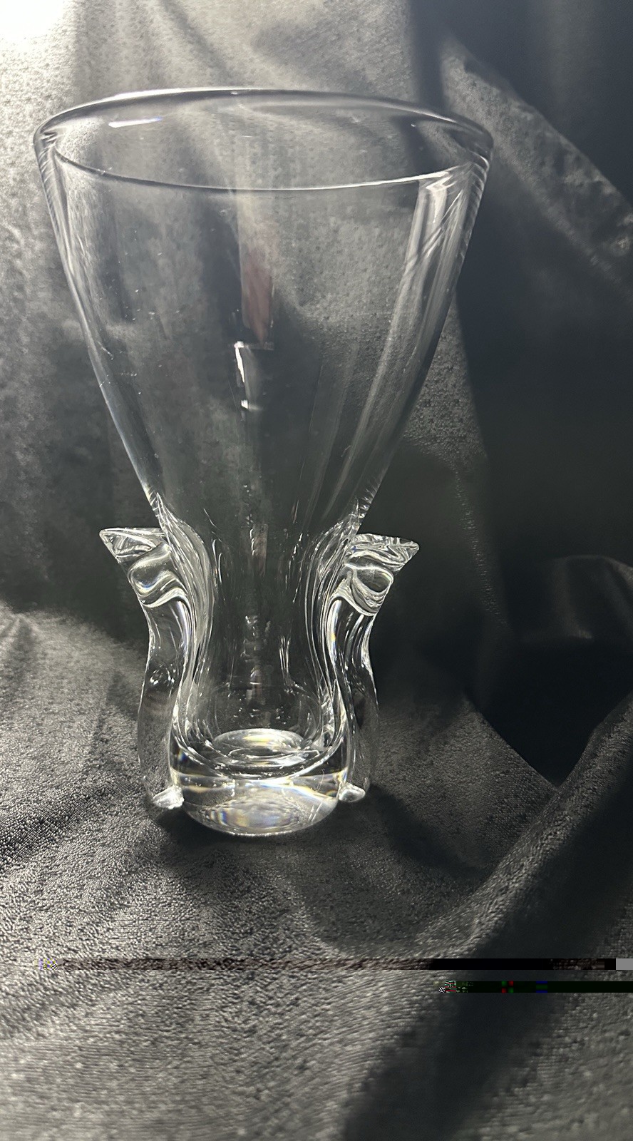 Steuben 7-5/8″ Crystal Lyre Vase #8113 Lloyd Atkins Design MCM Vintage