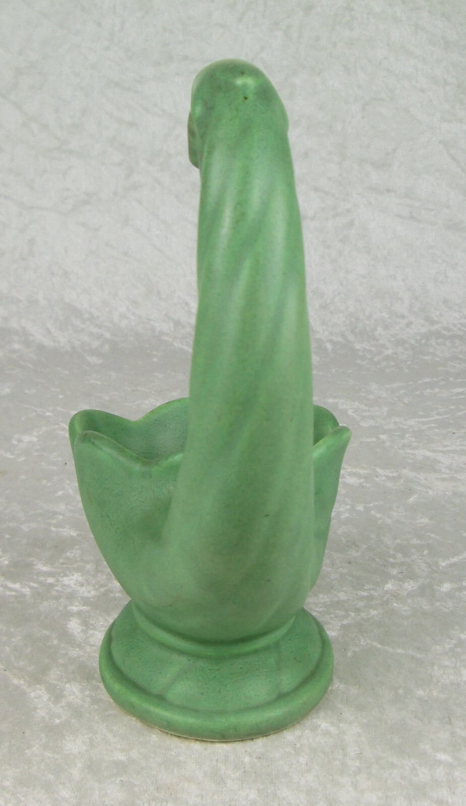 Monmouth Pottery Cornucoppia Vase Candle Holder Matte Green Glaze 7-3/4in Tall