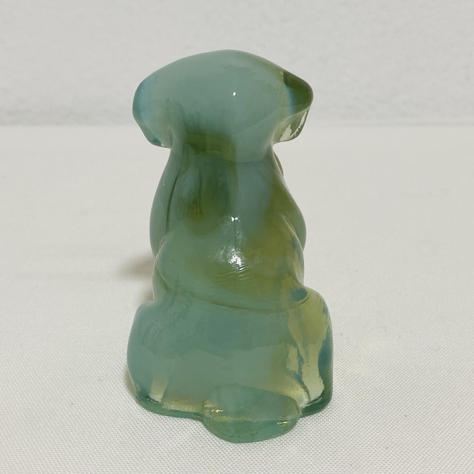 Degenhart Art Glass Pooch January Blizzard Slag #111 Vintage 1/30/1978 GLOWS