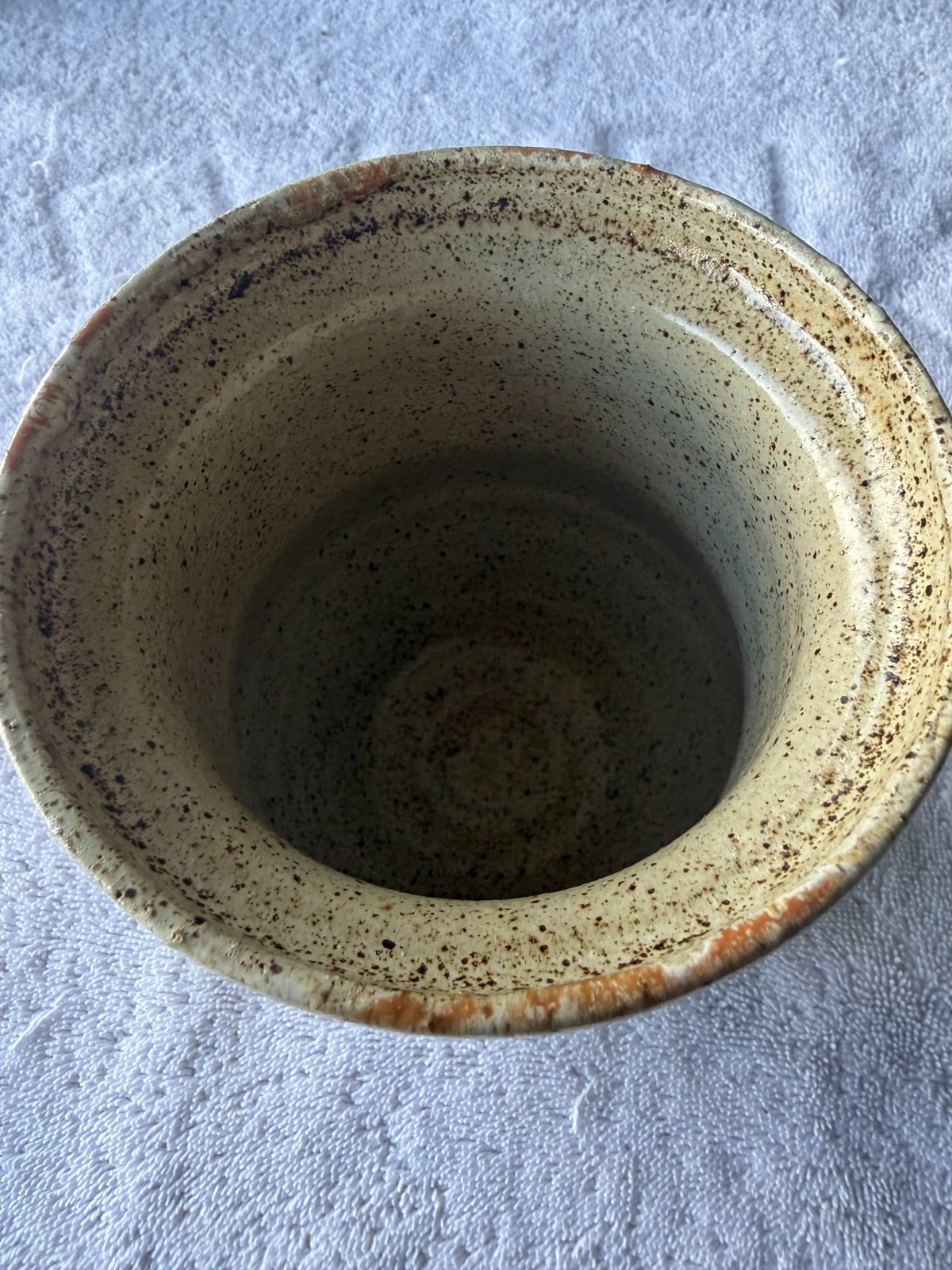Speckled Glaze Stoneware Pottery Vase 6″ tall x 5″ dia Brown (TK 73)