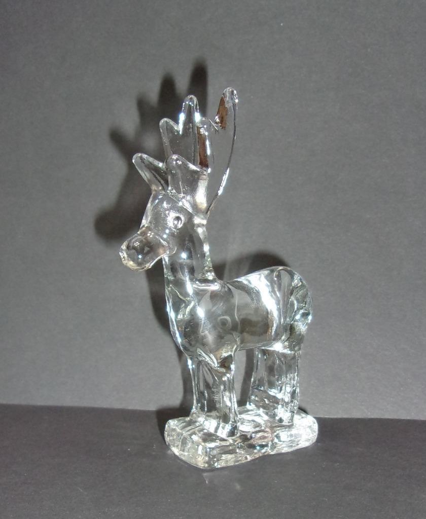 Mosser Glass Crystal Christmas Reindeer Deer Rudolph Fawn Figurine Made In USA!