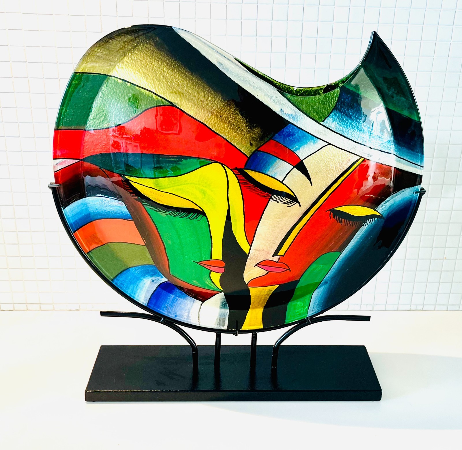 Murano picasso Style Vase with color Design ABSTRACT GLASS brand new ART 50 cm
