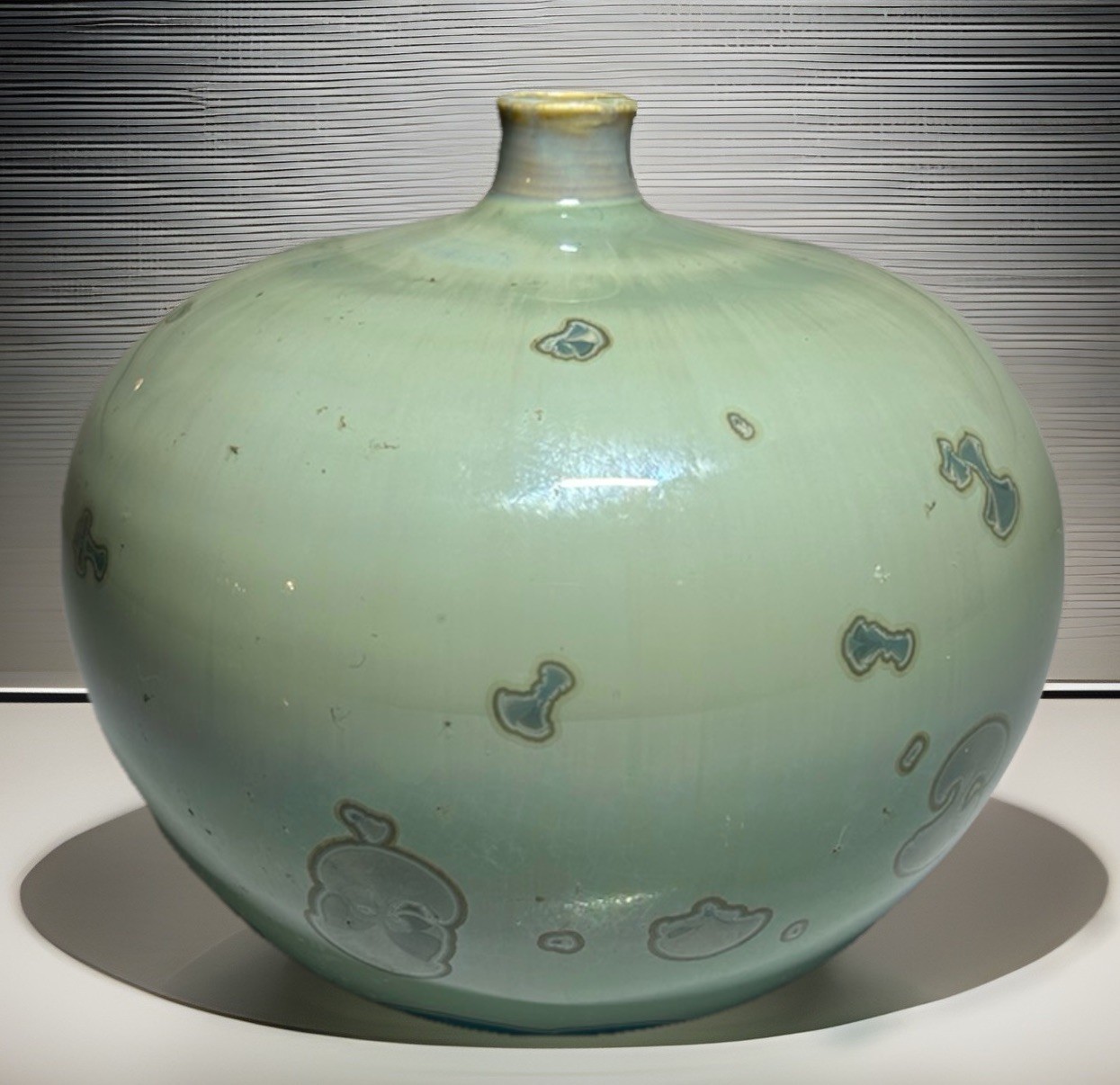 Crystalline Glaze Ceramic Vase Exquisite Design 4.5”x5”