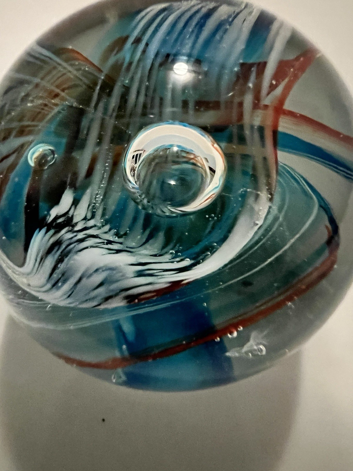 Vintage Glass Paperweight, Controlled Bubble Riding The Wave, Unique.