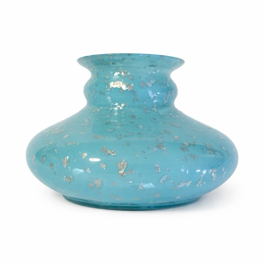 Blue & Silver Speckled Murano style Art Glass, Glossy Finish, Decorative