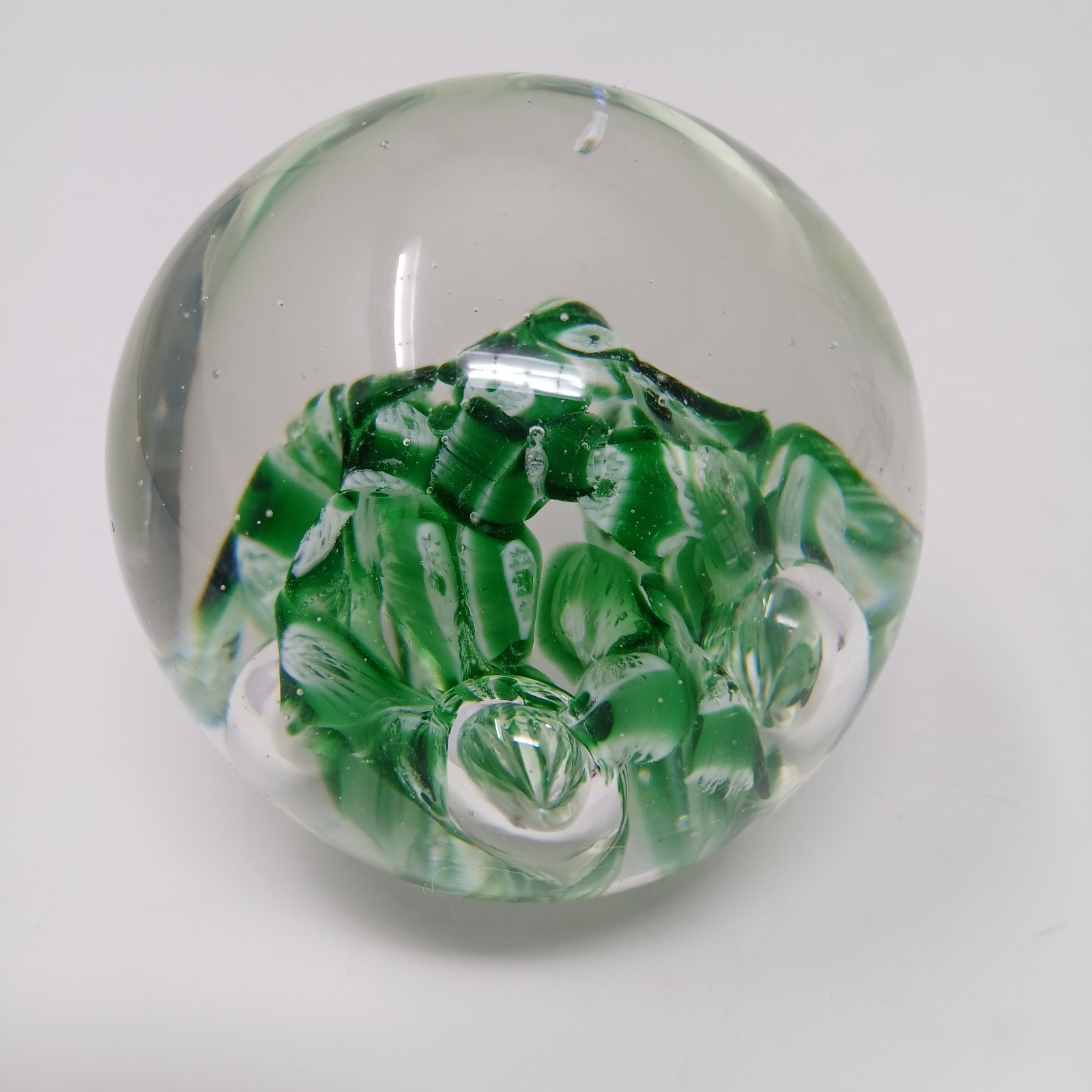 Vintage Art Glass Paperweight Norleans Japan Green Floral