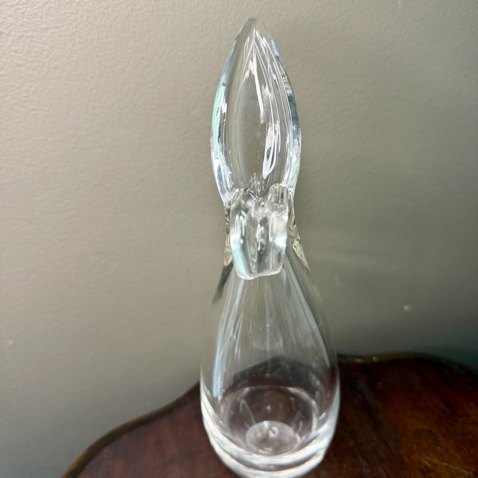 Vintage MCM Steuben Signed Clear Art Glass Sheard Rim Pitcher Plant Vase 9.75In