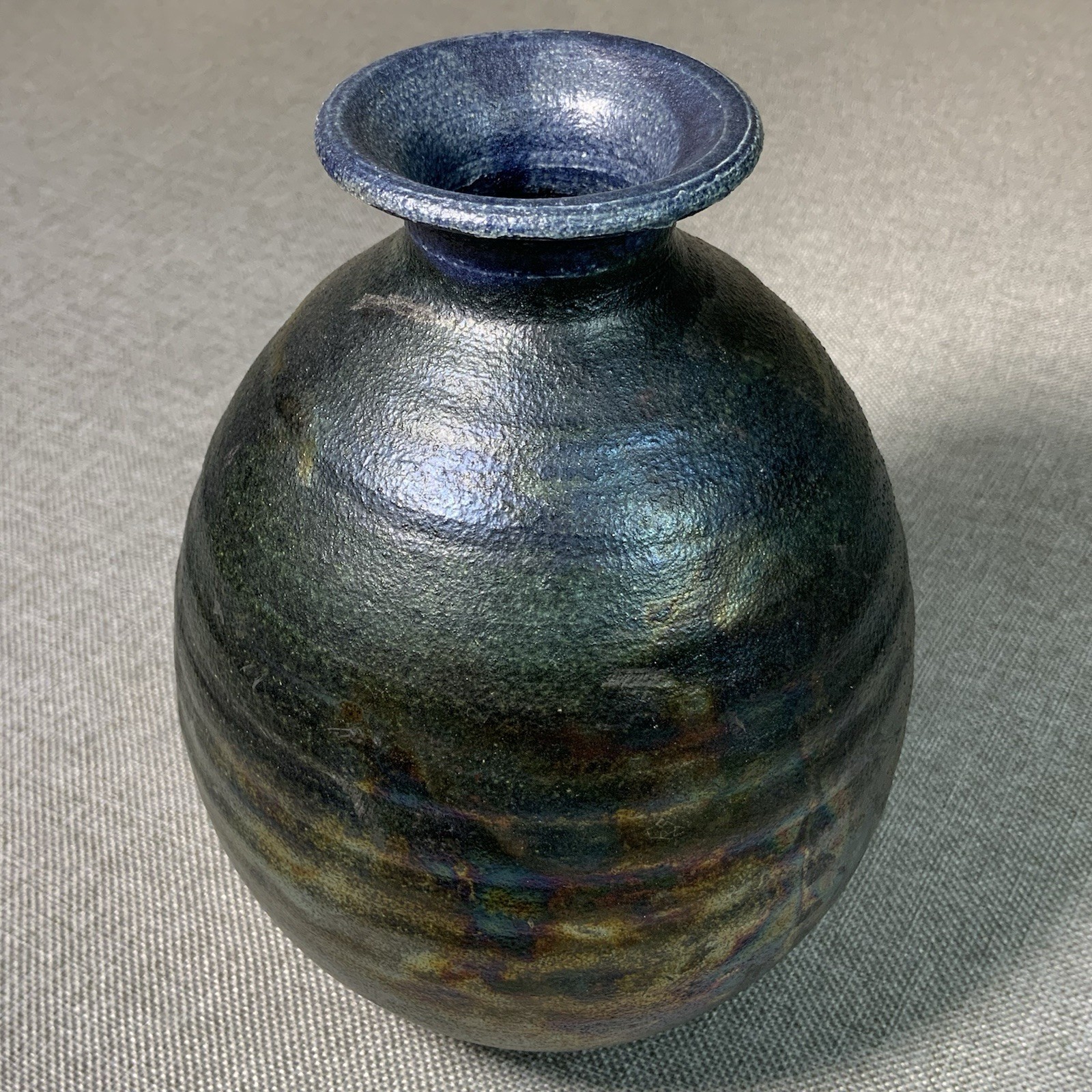 Sarah L Culbreth 1989 Iridescent Pottery Vase Raku Style Studio Art