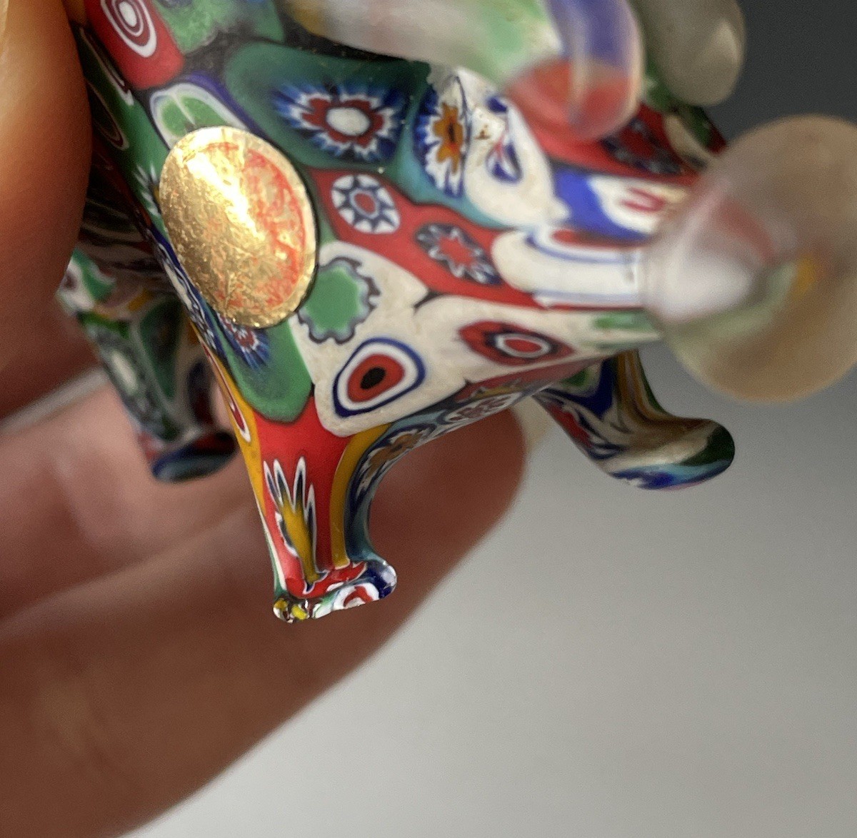 Mid-Century Retro Vintage Murano Glass Millefiori Pig Figural Animal Figurine