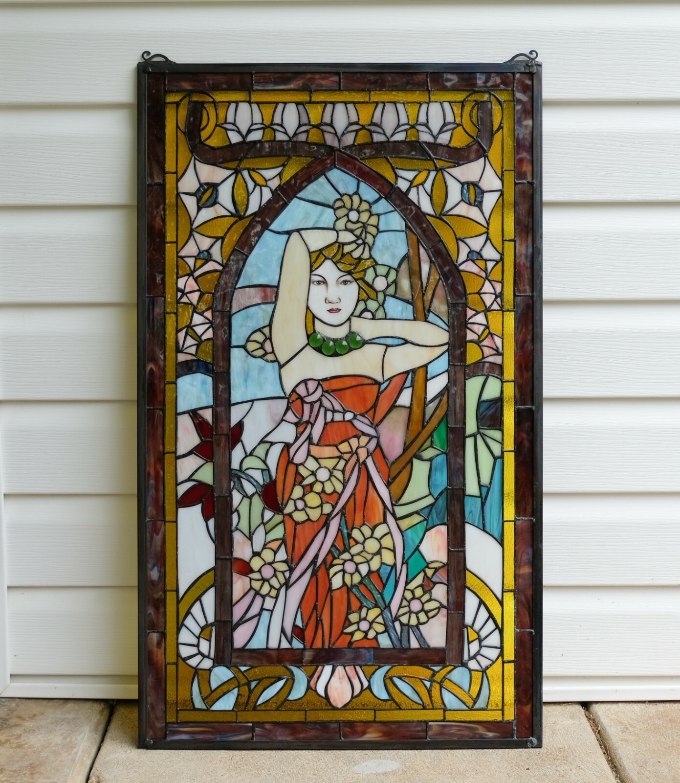 20″ x 34″ Alphonse Mucha Daytime ART, Stained Glass Window Panel