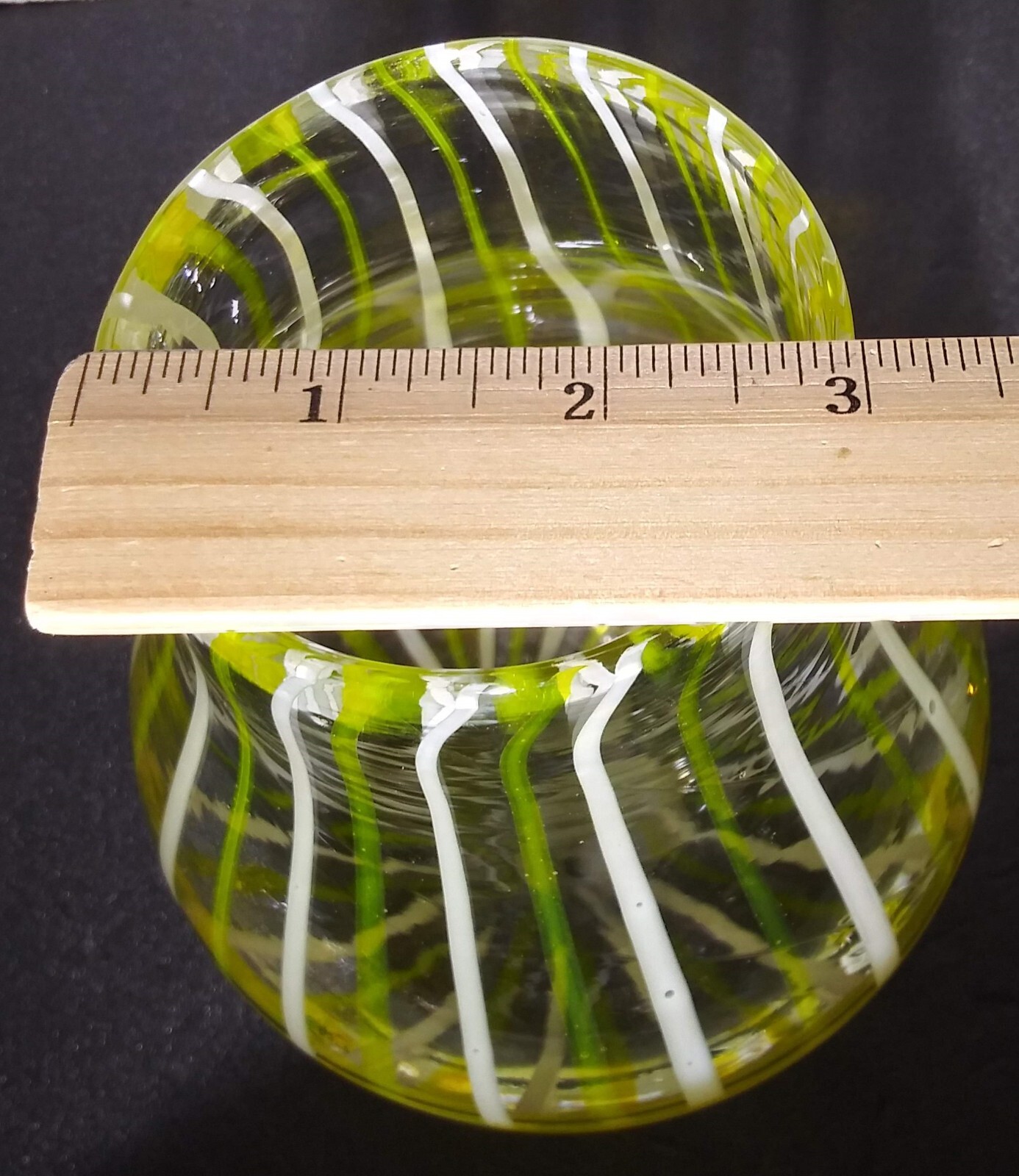 Anthropologie Yellow Stripes 6.5” Tall Blown Glass Vase Art Glass