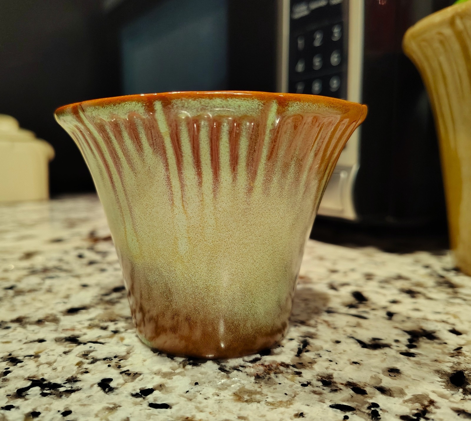 Vintage Small 4″ x 3″ Prairie Green #A4 Frankoma Pottery Jardiniere Pot Planter