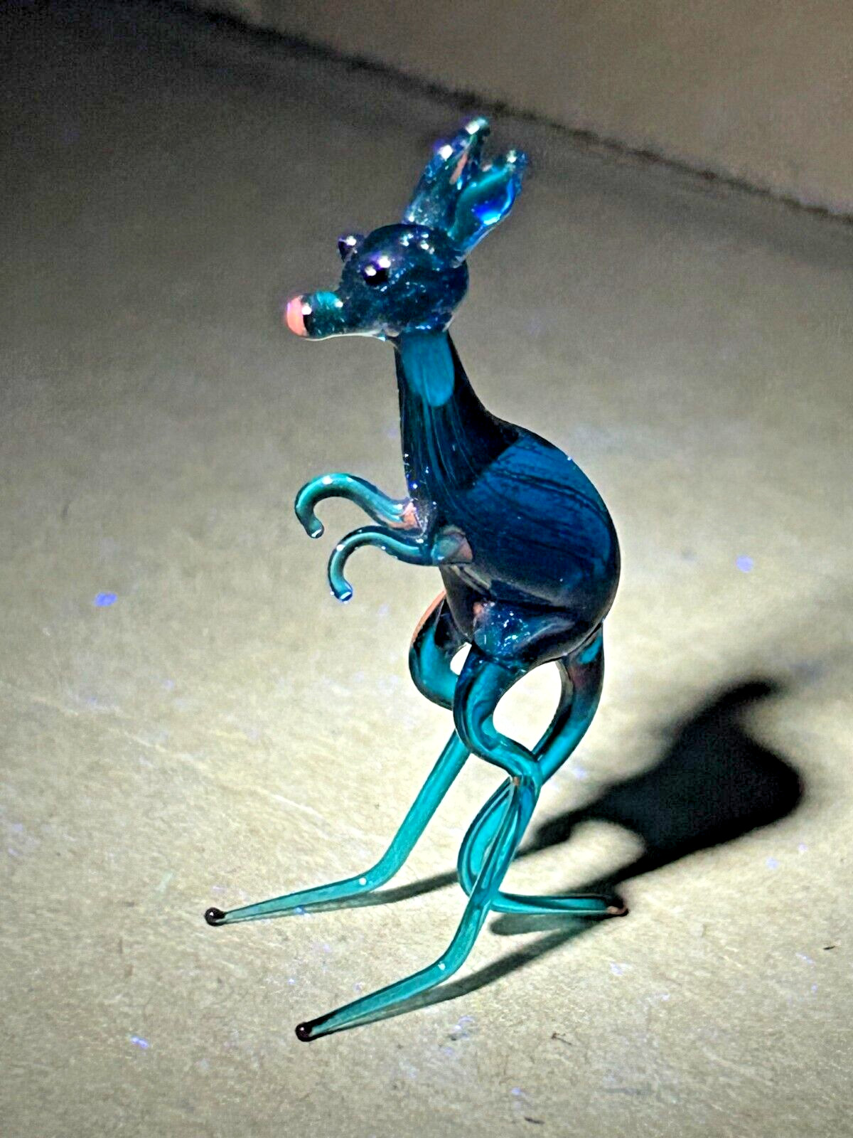 Vintage Kangaroo Figurine Blown Glass Delicate: Blue Murano?