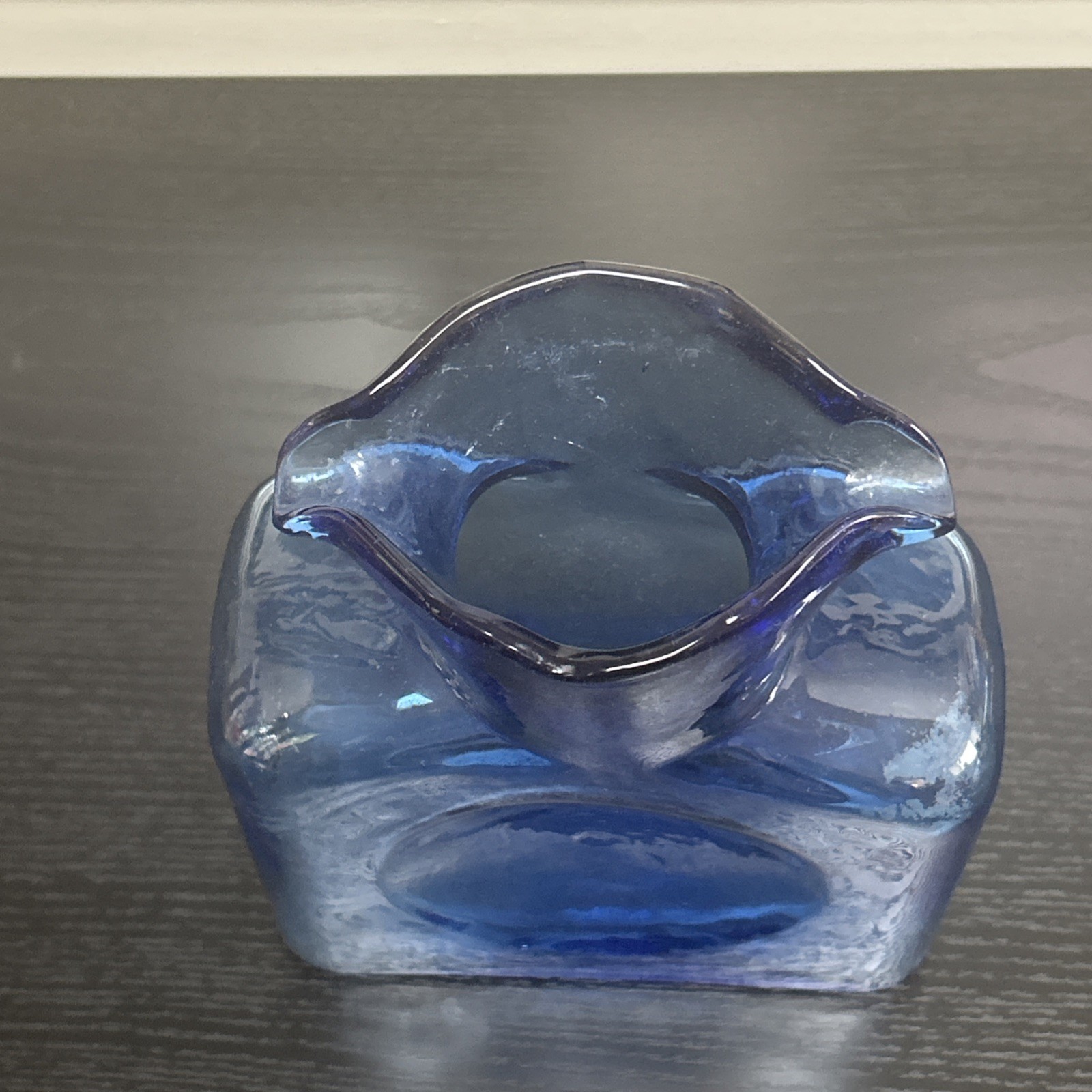 Vintage Mcm Blenko Glass 384 Azure Blue Double Spout Water Pitcher