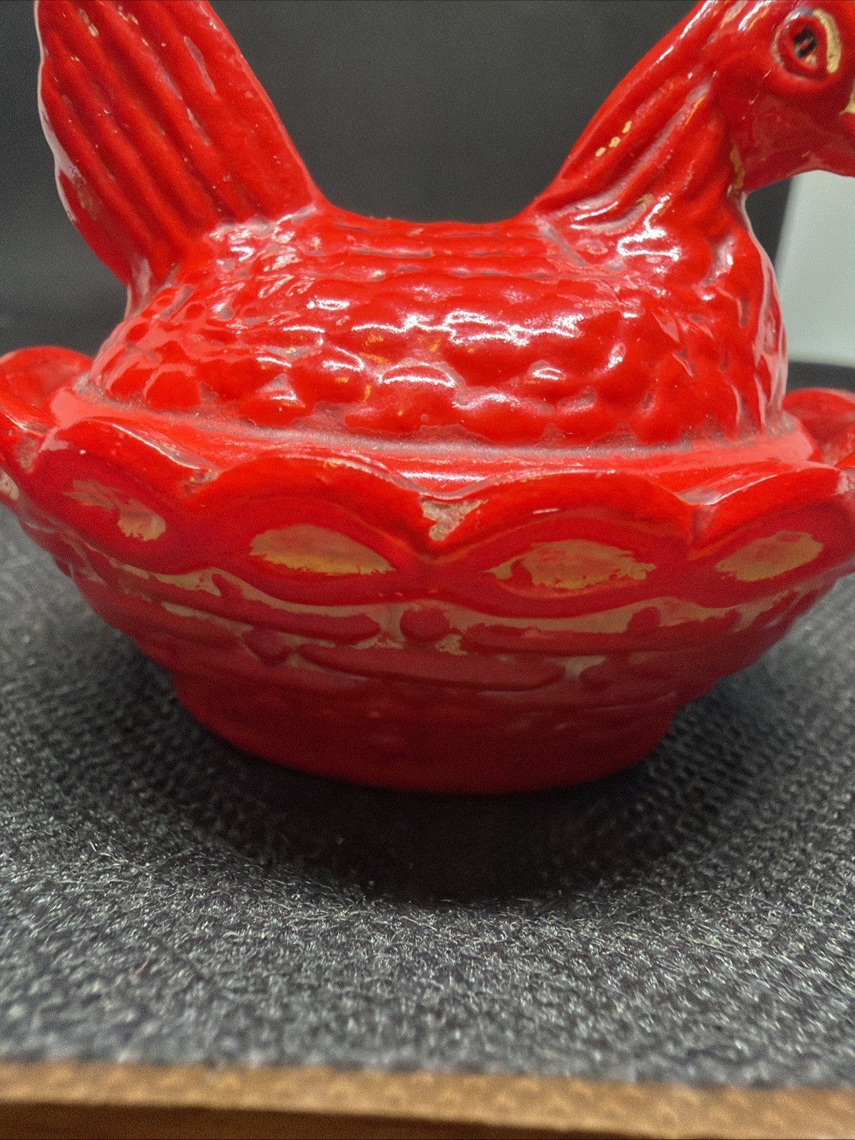 Vintage Westmoreland Glass Red Mini Hen On Nest Salt Cellar Chicken Dish