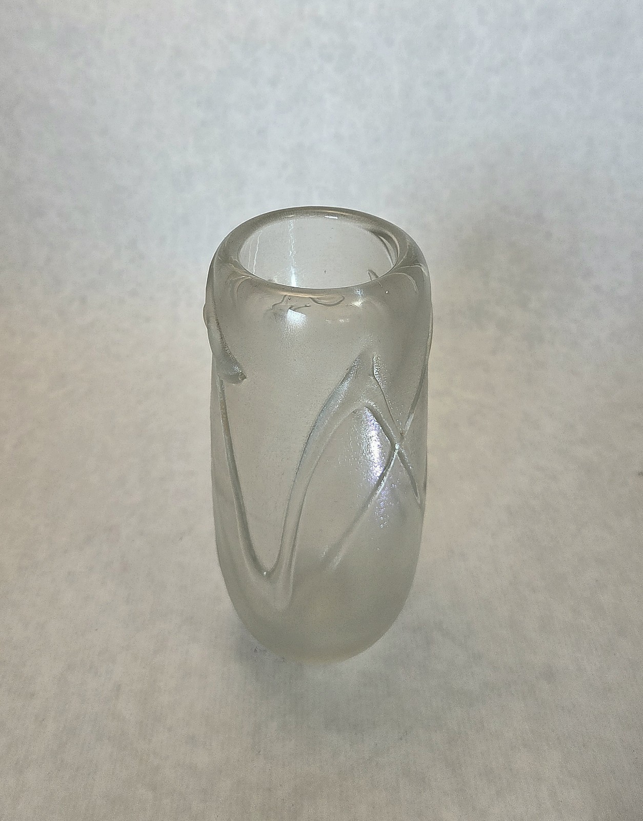 Neil Duman 1980 Clear Iridecent And Crack Textured Vase