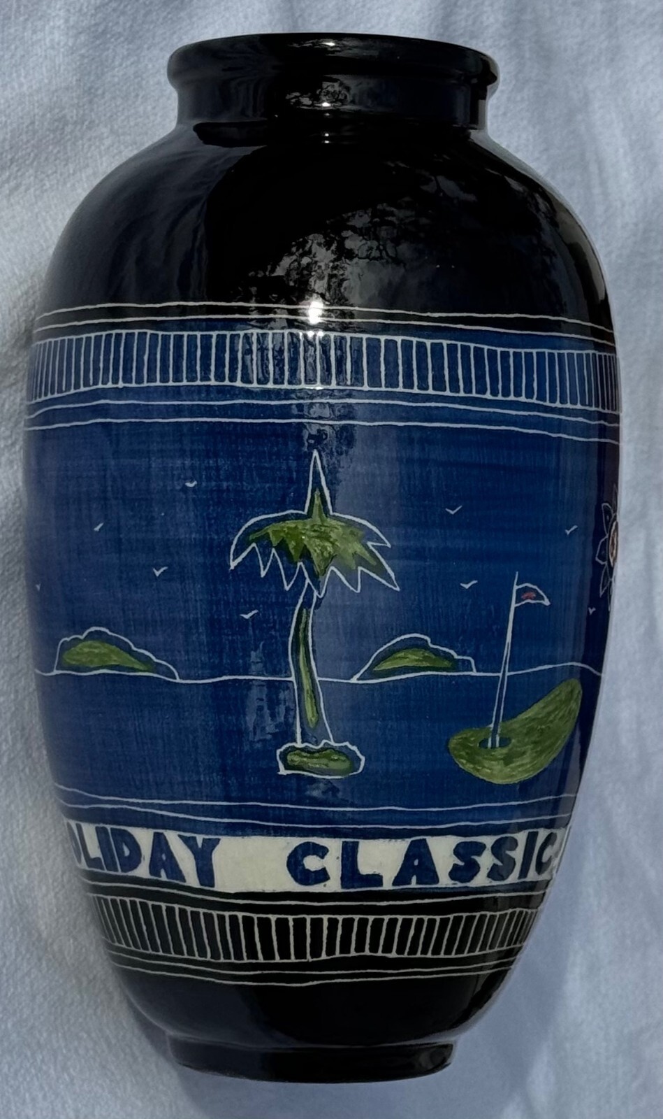 Vintage Curras Bothers Art Pottery Vase Charity Golf Tournament 1997 By Goodwill