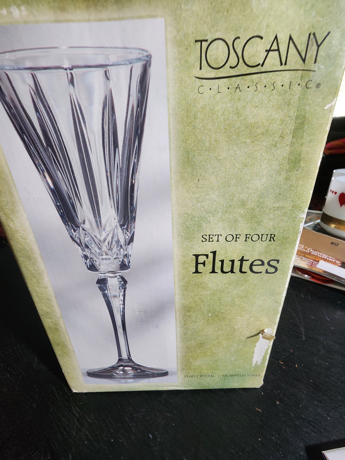 Toscany Muirfield Series St George Crystal Champagne Flutes 4 x NIB