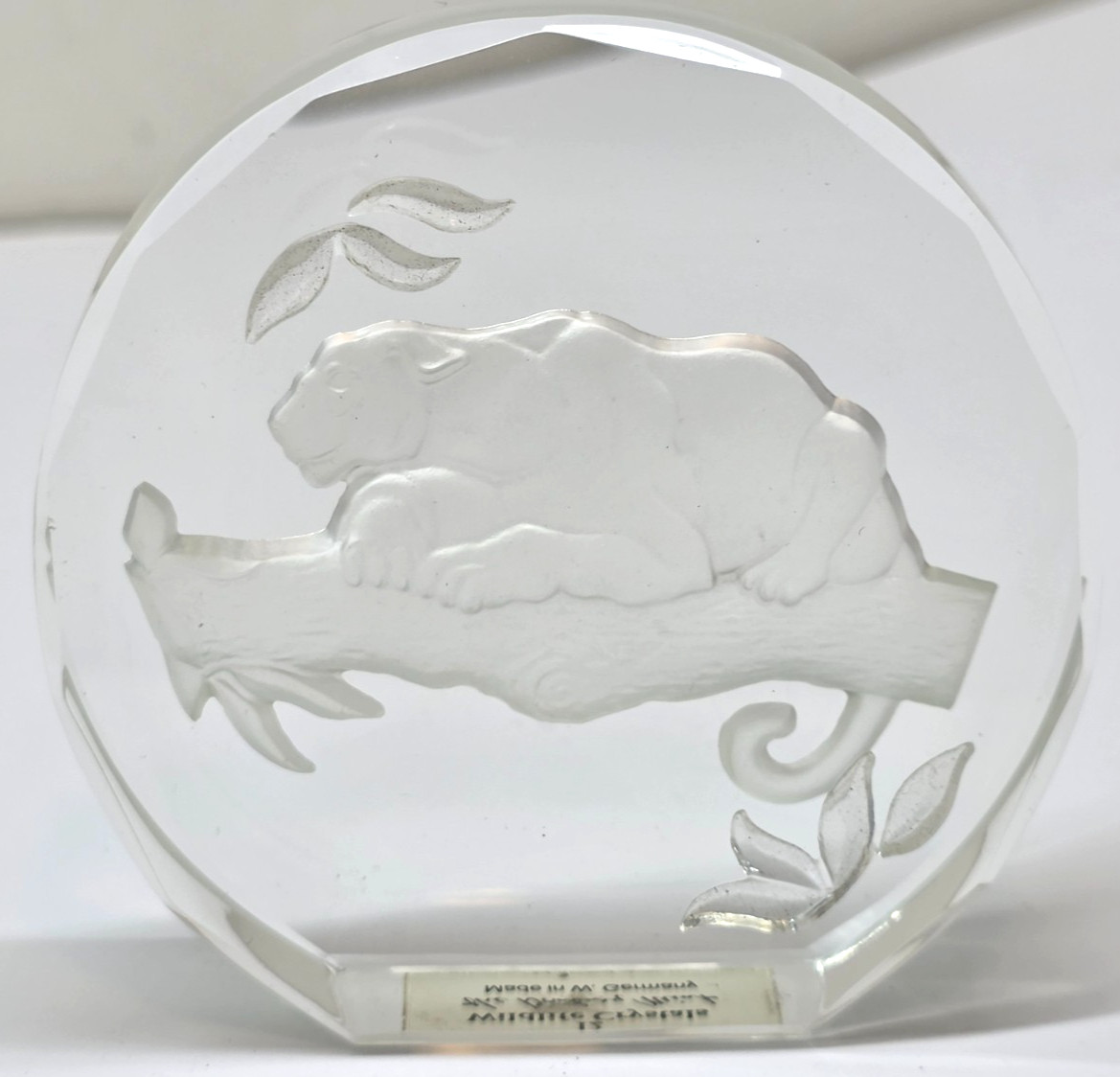 Danbury Mint Wildlife Crystal Paperweight Jaguar Cat Animal