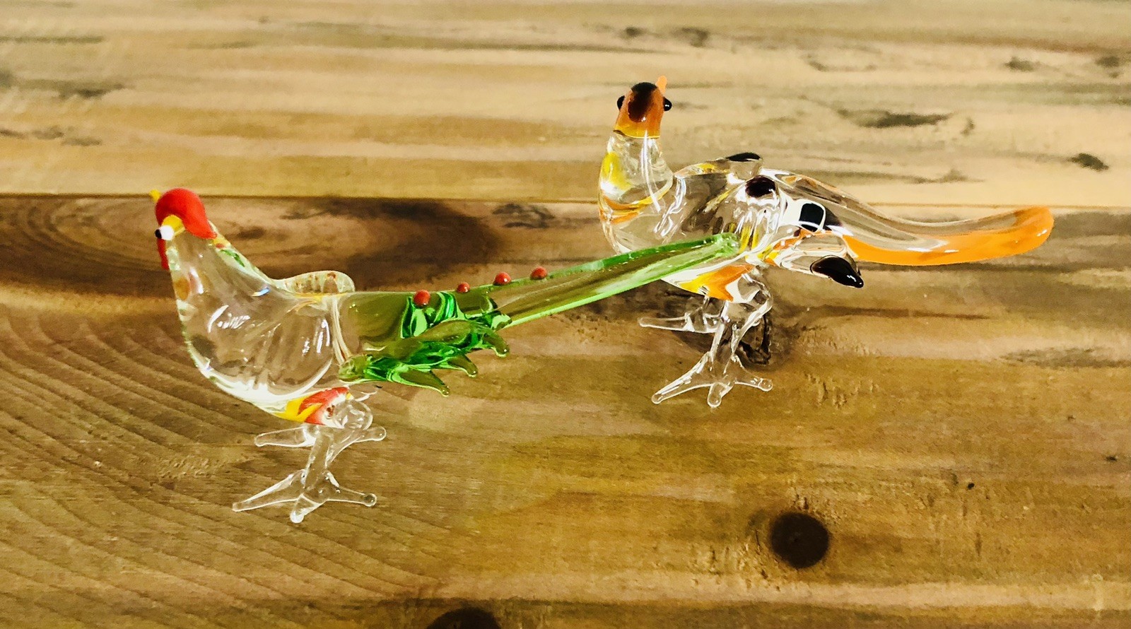 Vintage Hand -Blown Glass Miniature Bird Figurines Lot of 2