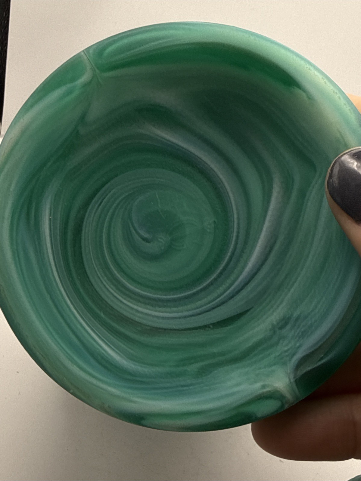 Vintage IMPERIAL SLAG GLASS OWL GREEN JADE SATIN COVERED JAR 6 1/2″ Marked IG