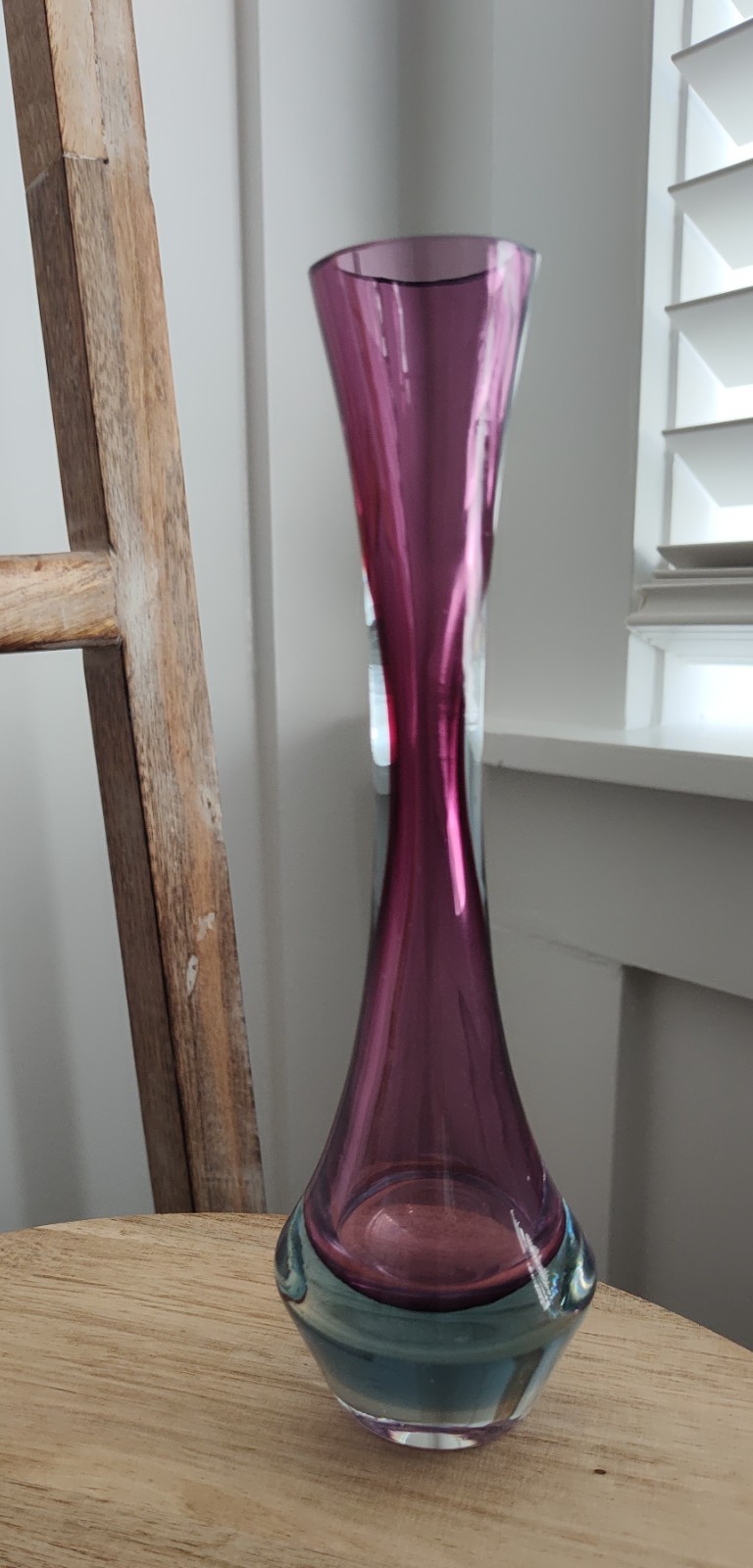 Vintage Murano Sommerso Purple & Blue Stem Vase – Hand-Blown Glass