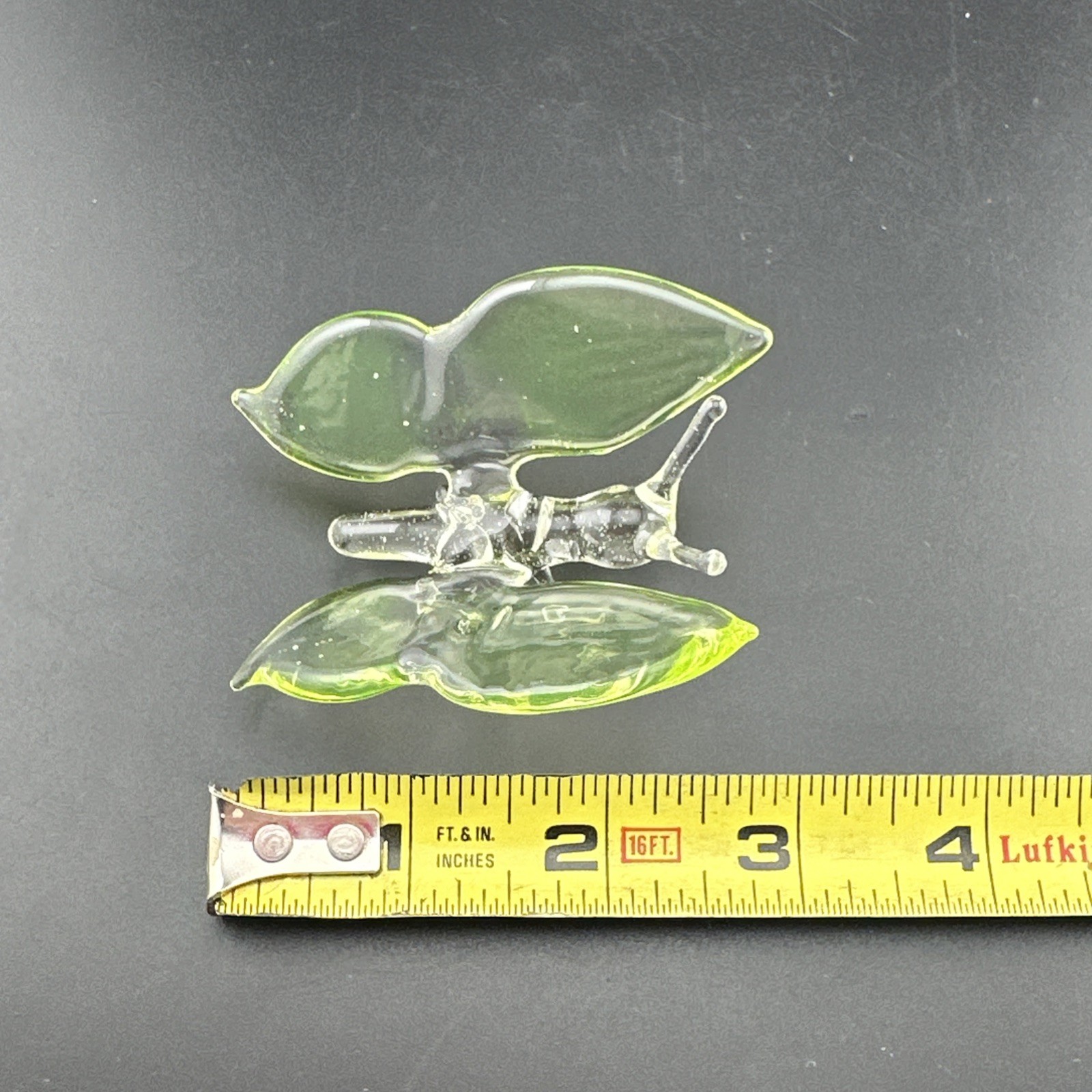 Handblown Uranium Glass Art Butterfly Figure UV Reactive Borosilicate Green Glow