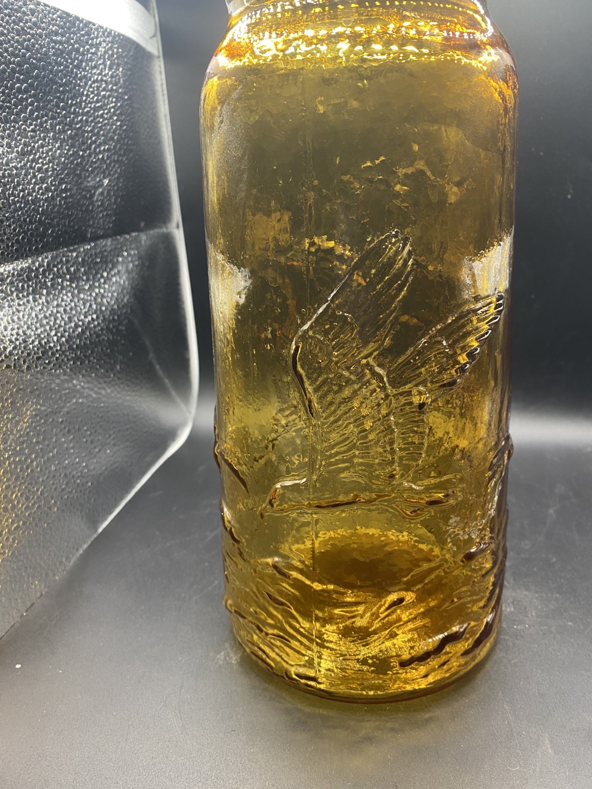 Tiara Indiana Glass Amber Clipper Ship & Seagulls 9.25″ Tall Vase Nautical VTG