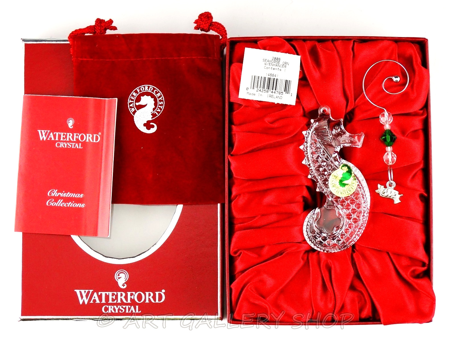 Waterford Ireland Crystal 146641 ANNUAL SEAHORSE ORNAMENT WITH ENHANCER 2008 Box