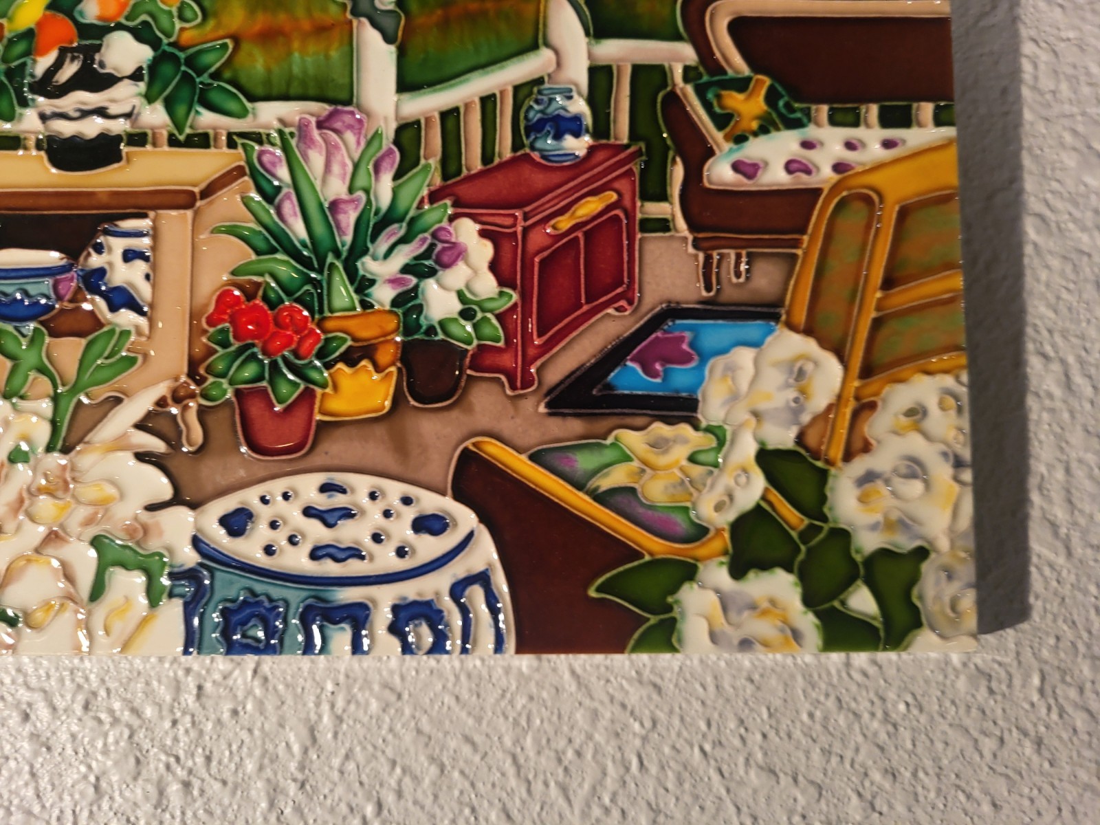 En Vogue – Art on Tiles Hand Painted Decorative Ceramic Tile 11×14 Floral Glossy
