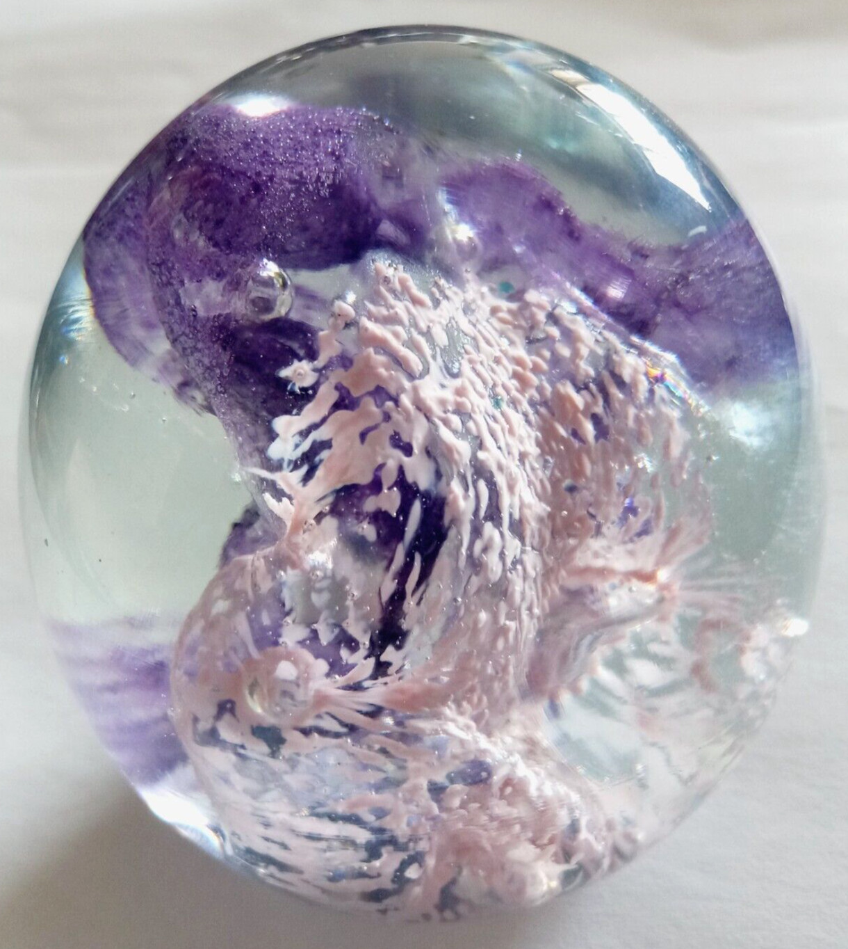 VTG ROBERT HELD ART GLASS SWIRLS CONTROLLED BUBBLES PAPERWEIGHT