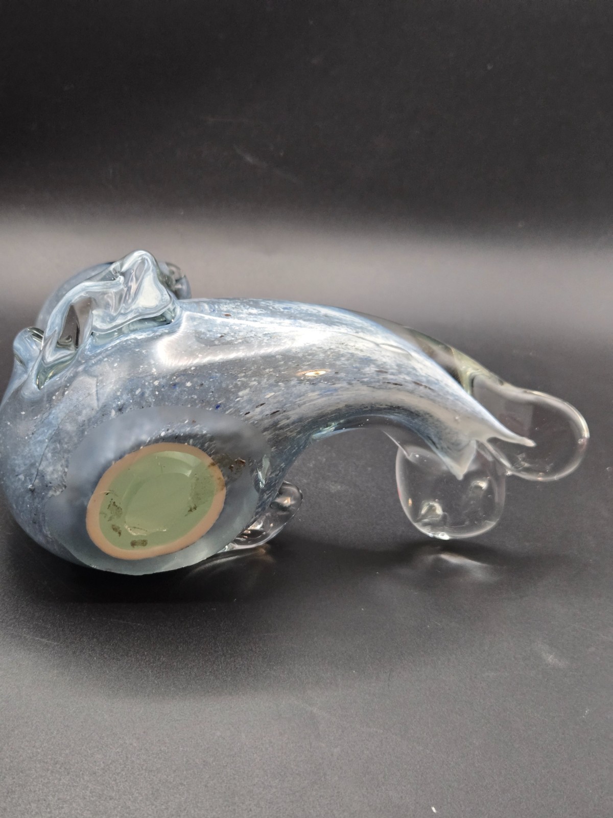 Murano Style Art Glass Seal Hand Blown Paperweight Beady Eyes 6.5″