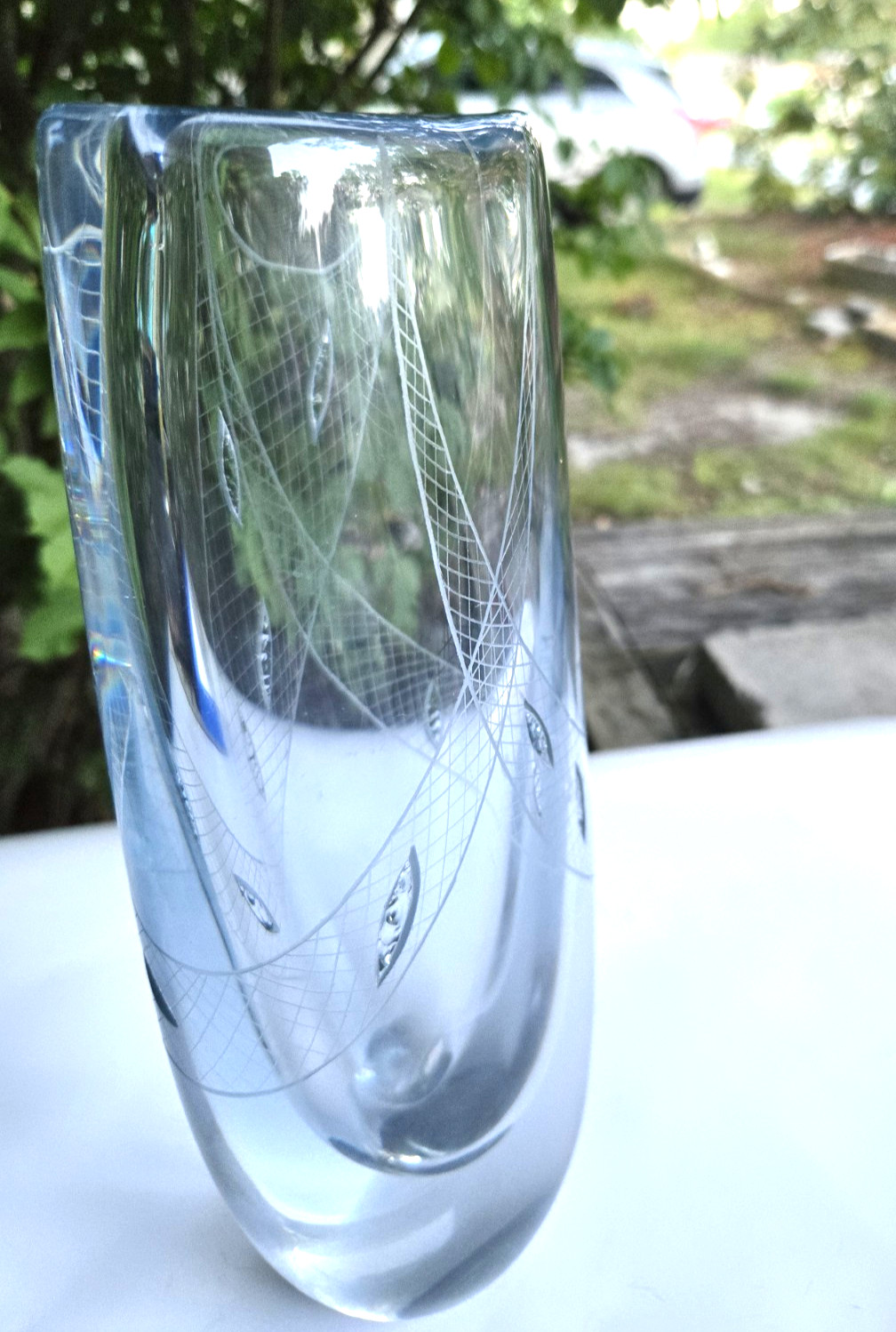 VTG Vase Signed Strömberg Strömbergshyttan 1960 Rune Strand Fishnet VIDEO